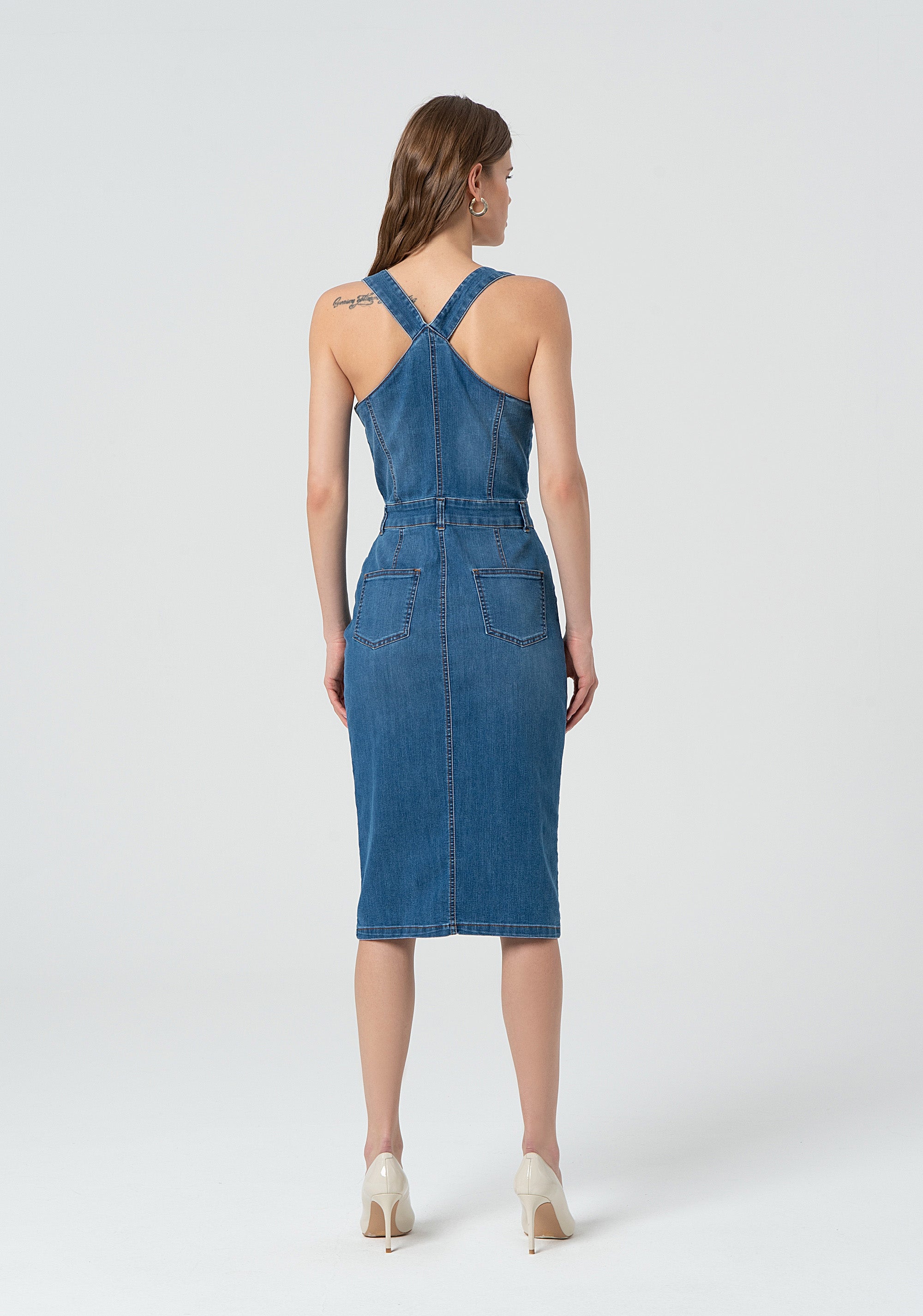 Sleeveless dress slim fit made in denim Fracomina FP25SD4001D46402-258-4