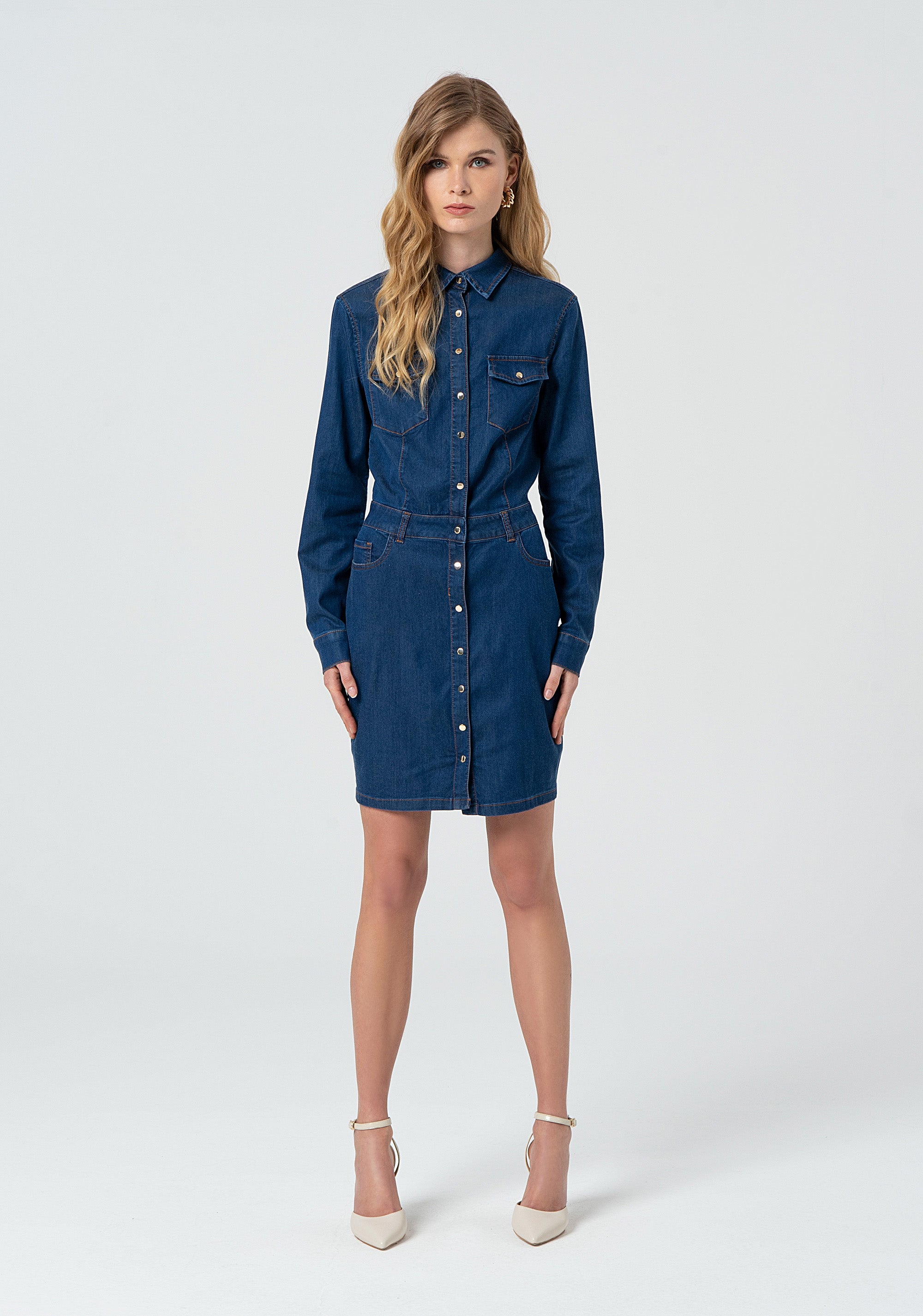 Mini chemisier dress made in denim Fracomina FP25SD4002D46301-117-1