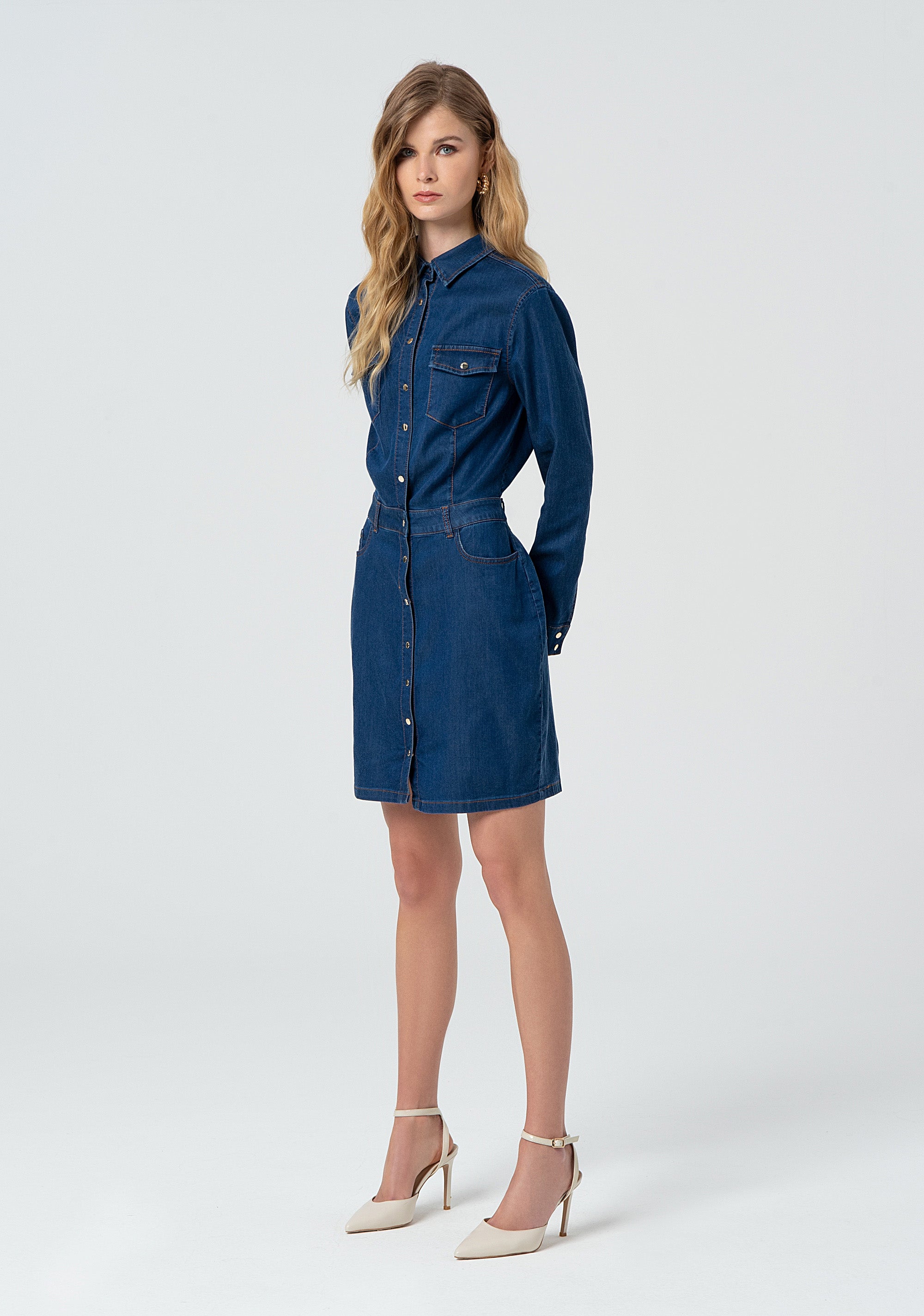 Mini chemisier dress made in denim Fracomina FP25SD4002D46301-117-3