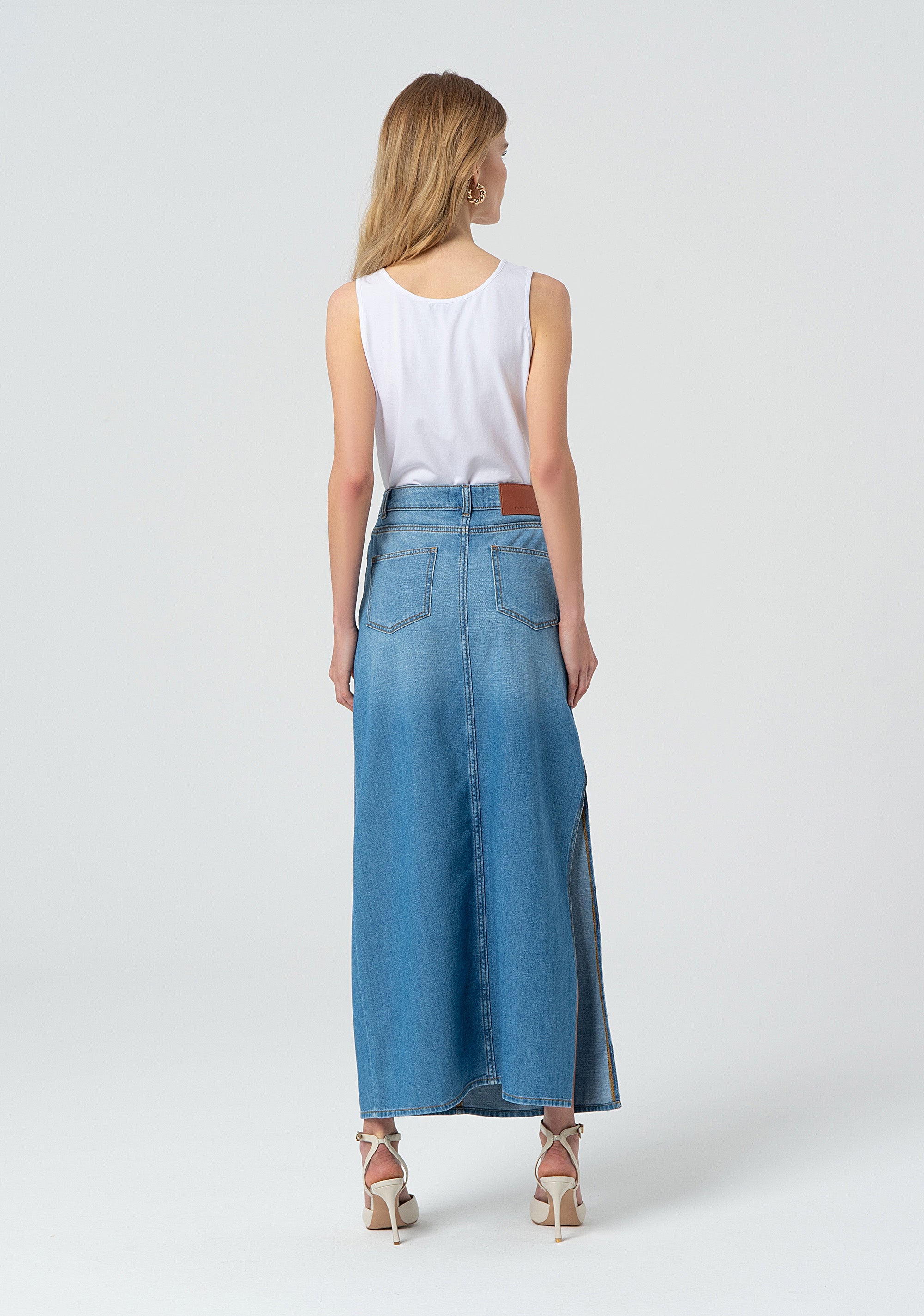 Long skirt regular fit made in denim with middle wash Fracomina FP25SG5006D46202-258-4