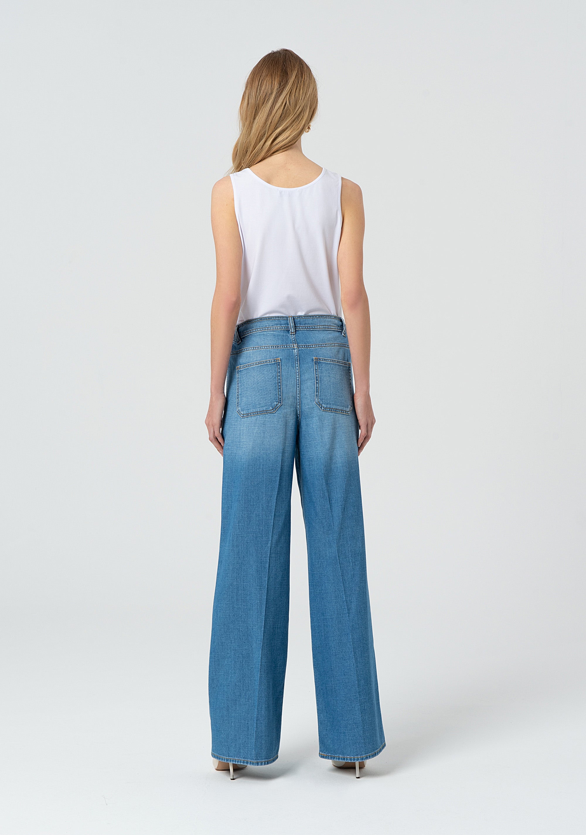 Palazzo pant made in denim with middle-light wash Fracomina FP25SV2005D46202-258-4