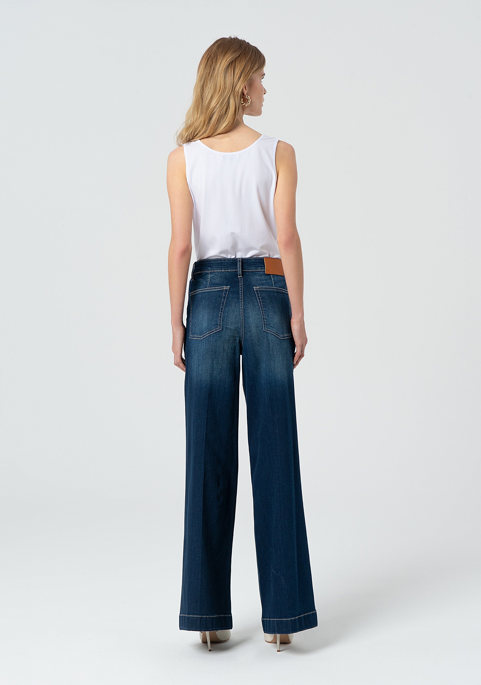 Palazzo pant made in denim with dark wash Fracomina FP25SV3010D46001-117-4