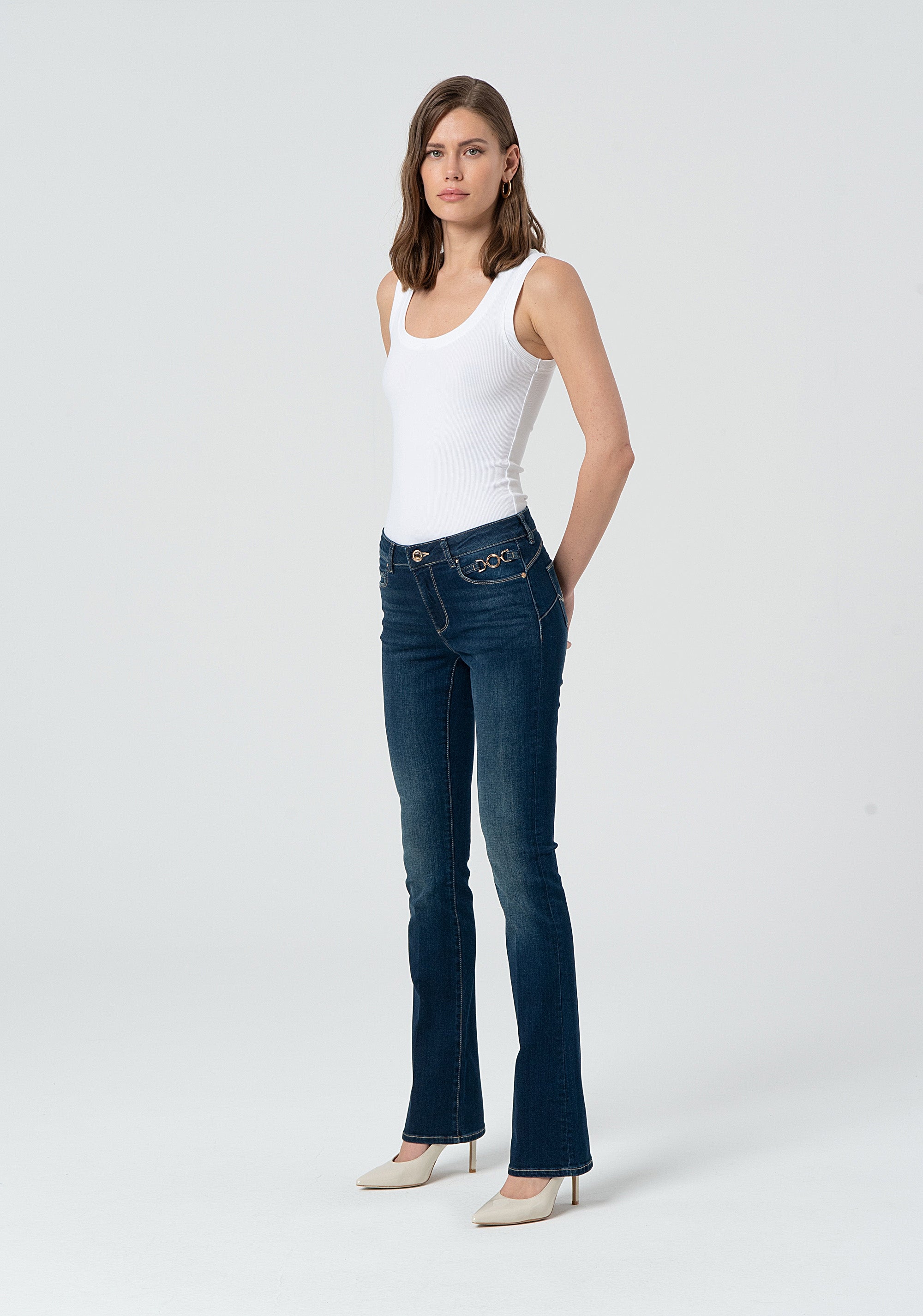 Jeans bootcut with push-up effect made in denim with dark wash Fracomina FP25SV8020D46001-117-3