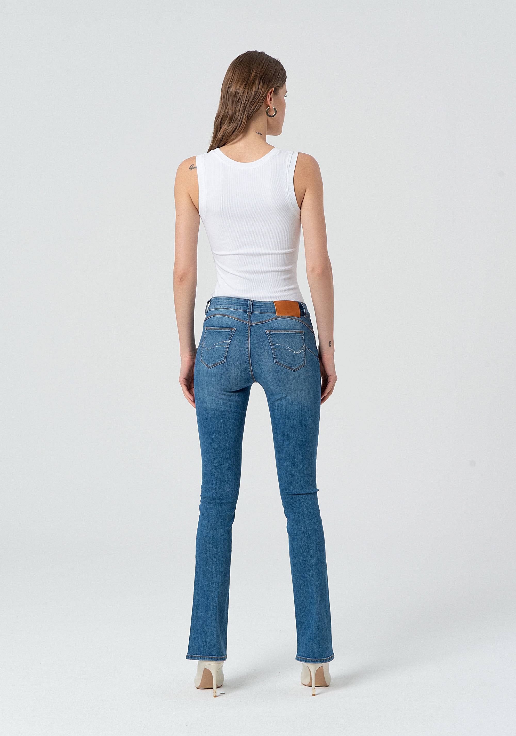 Jeans bootcut with push-up effect made in denim with middle bleached wash Fracomina FP25SV8020D46002-258-4