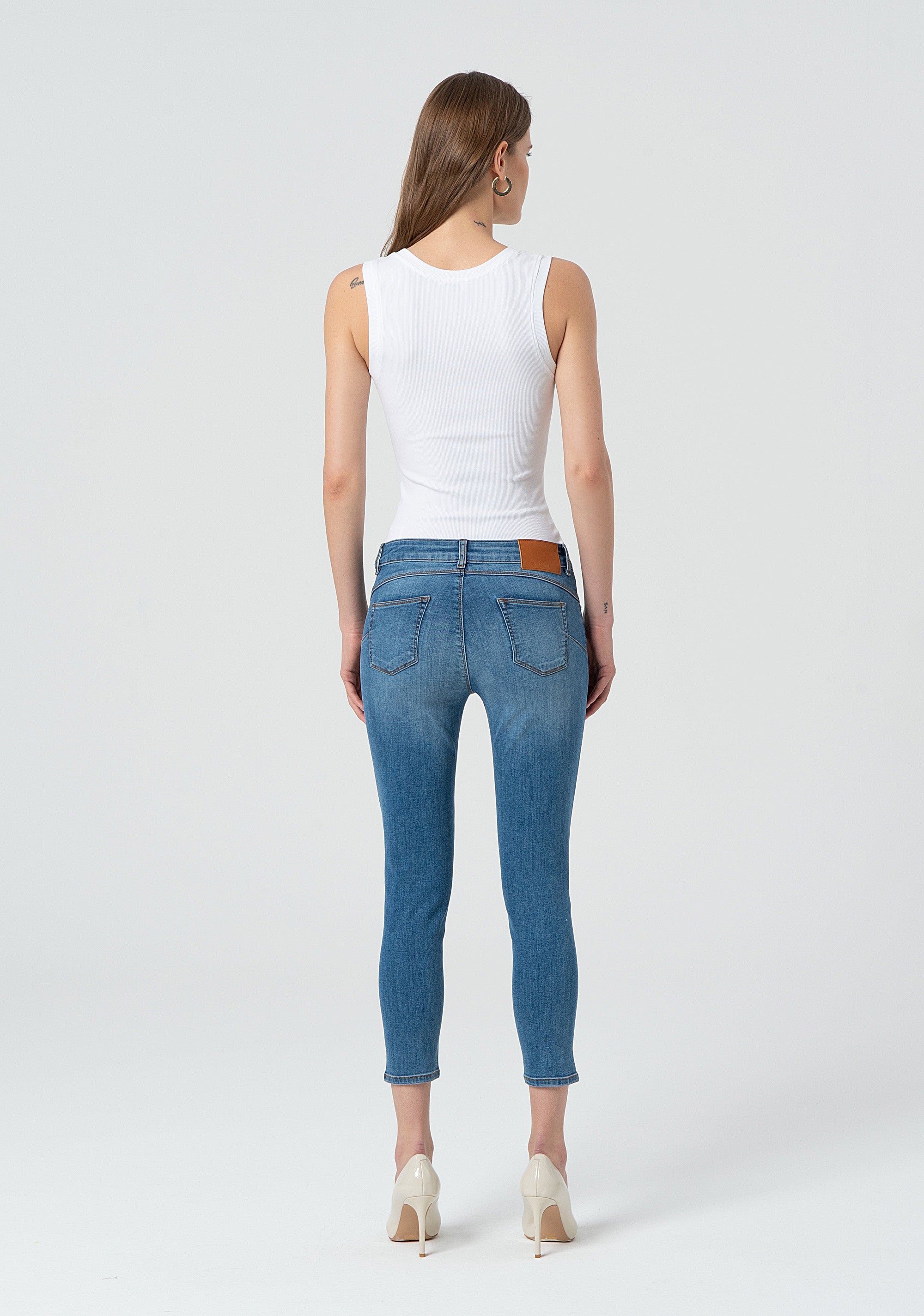 Jeans cropped with push-up effect made in denim with middle wash Fracomina FP25SV9002D46002-258-4