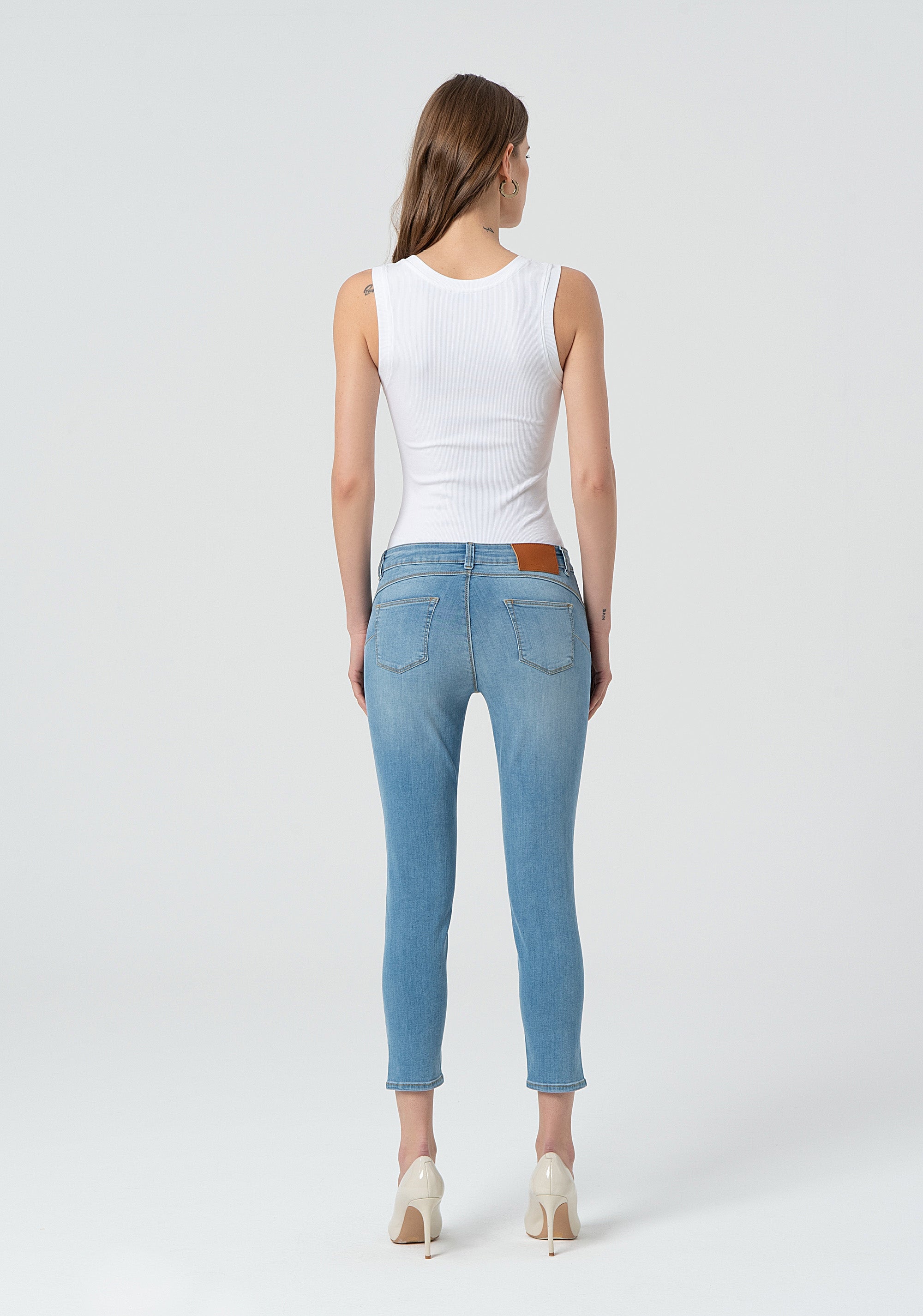 Jeans cropped with push-up effect made in denim with light wash Fracomina FP25SV9002D46003-062-4