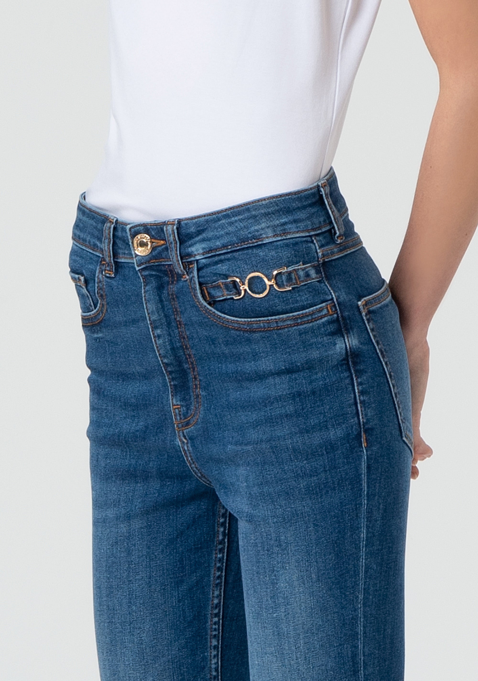 Jeans cropped bootcut with push-up effect made in denim with dark wash Fracomina FP25SV9005D46093-349-2