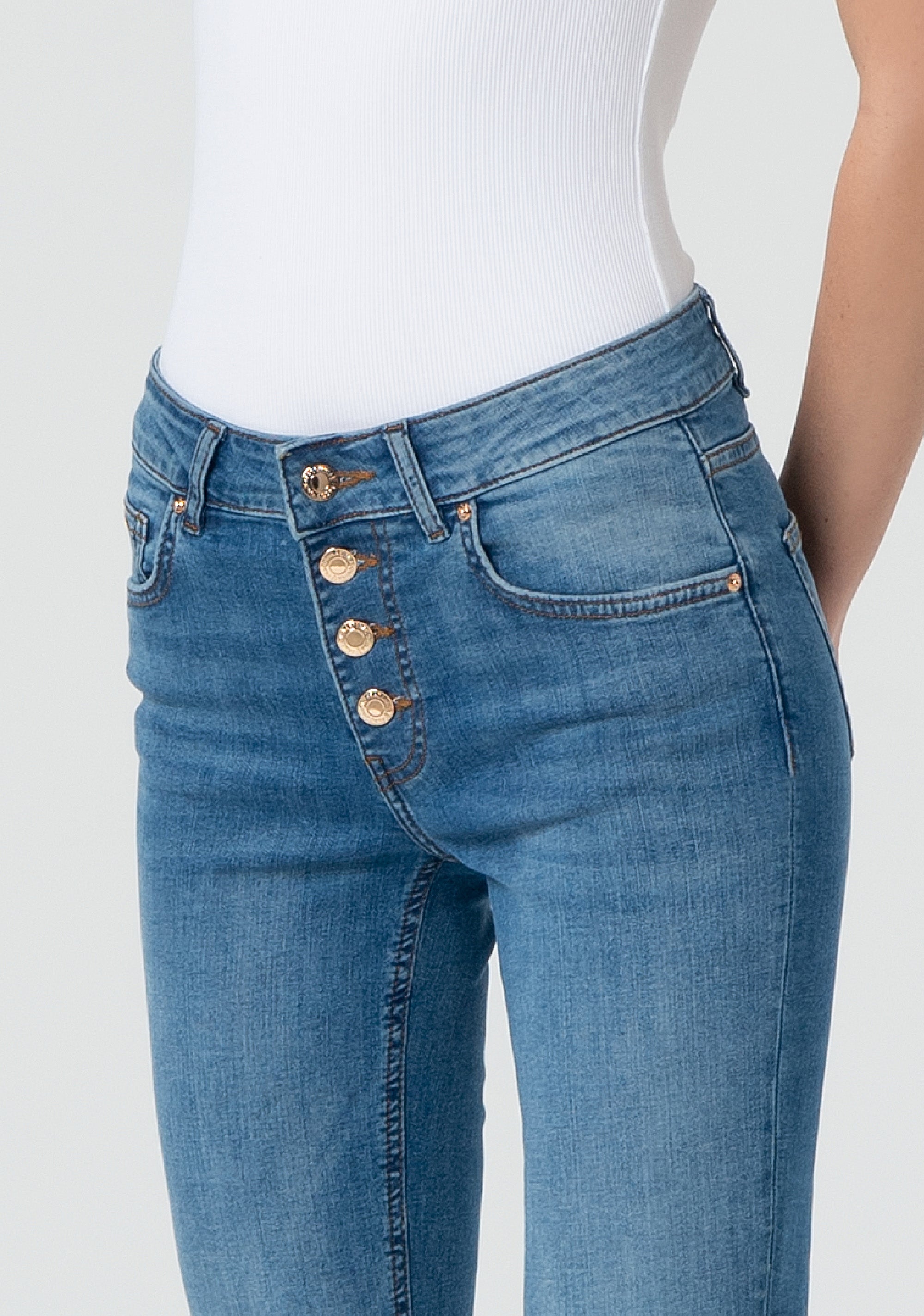 Jeans bootcut with push-up effect made in denim with middle wash Fracomina FP25SVA010D46002-258-2