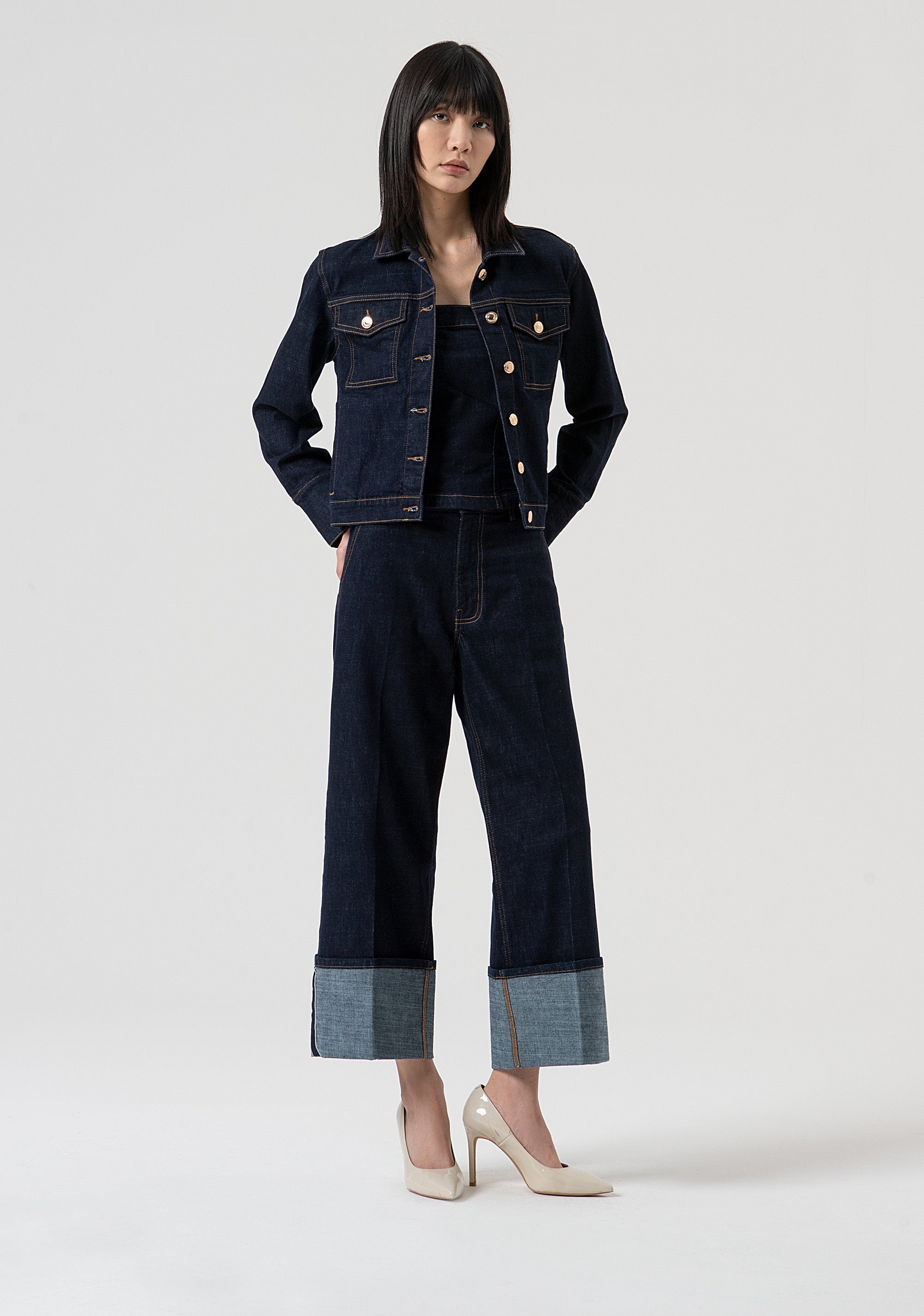 Denim jacket regular fit with raw wash Fracomina FP25WJ4006D40193-L23-5