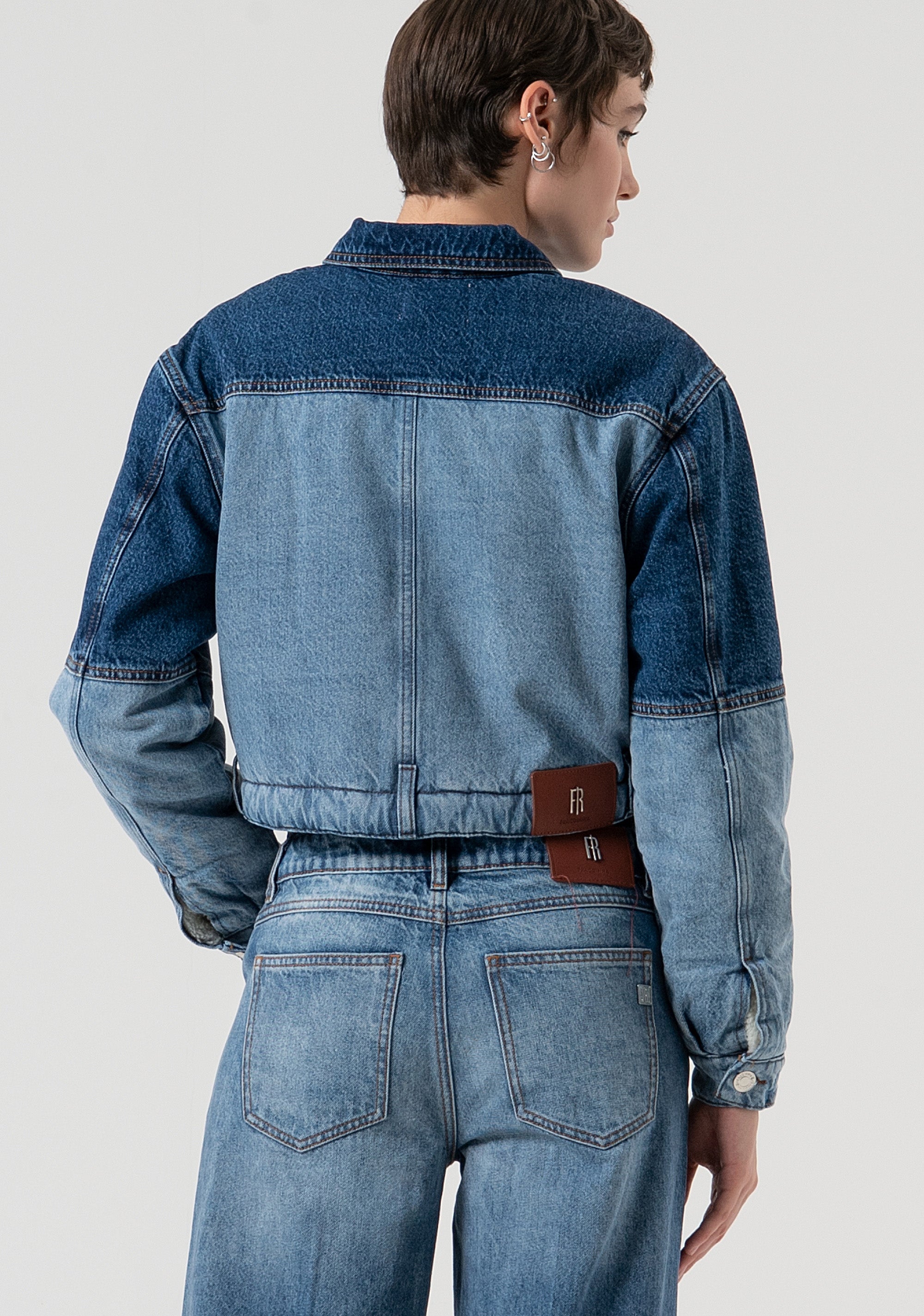 Padded jacket regular fit made in denim with vintage wash Fracomina FP25WJ4008D41993-T63-4