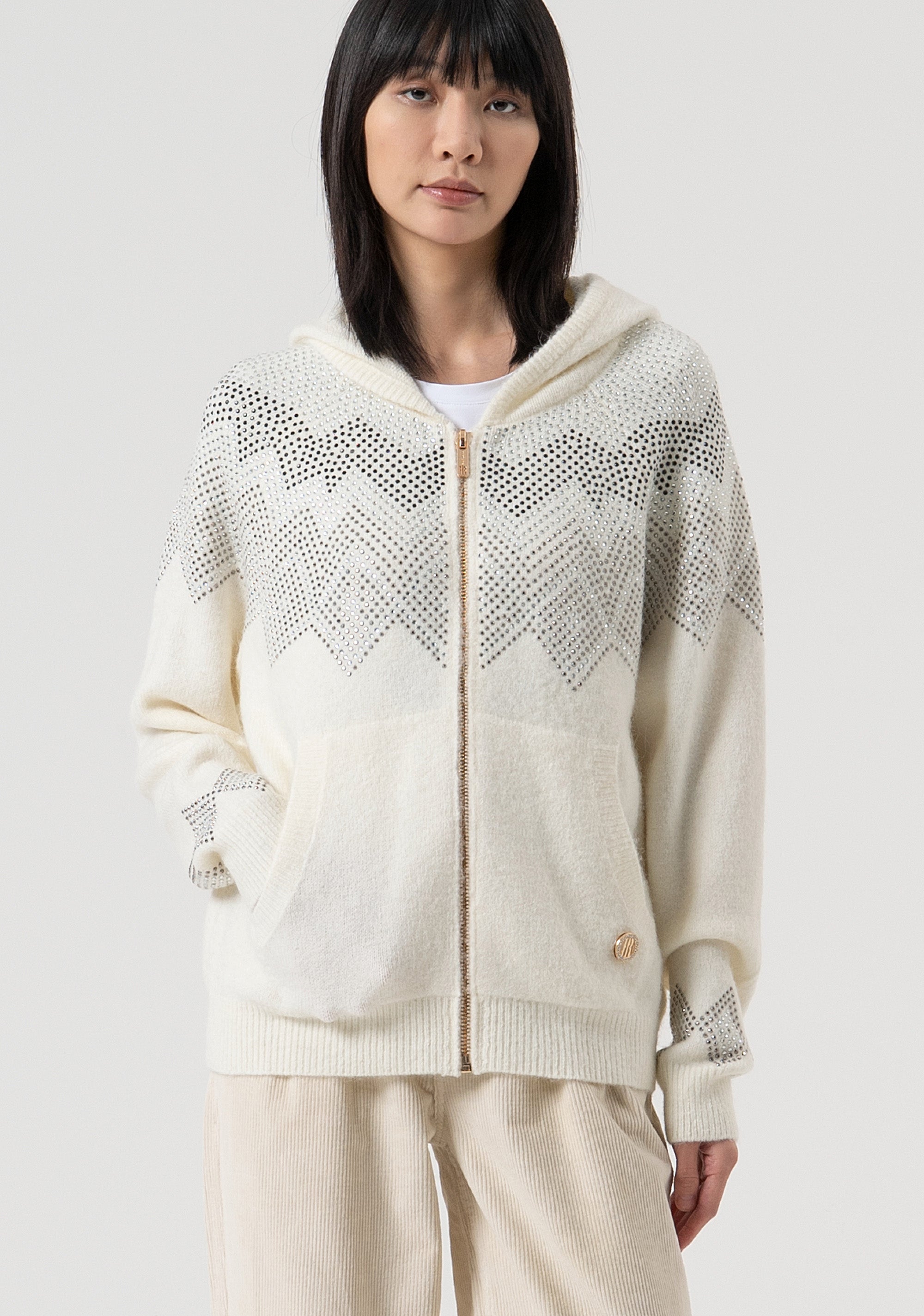Sweater regular fit with strasses applied Fracomina FP25WT8032K45801-108-1