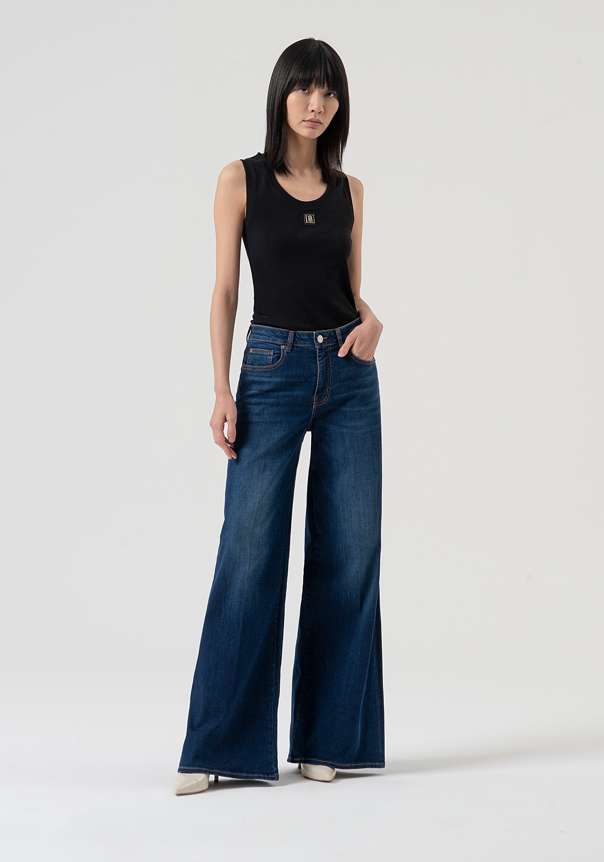 Jeans flare made in denim with dark wash Fracomina FP25WV3015D46002-987-1