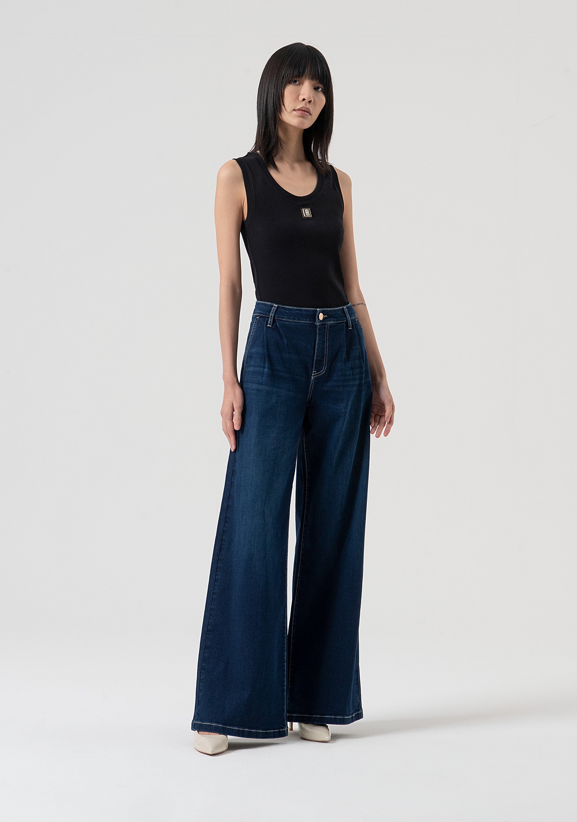 Jeans flare made in denim with dark wash Fracomina FP25WV3016D46093-117-1