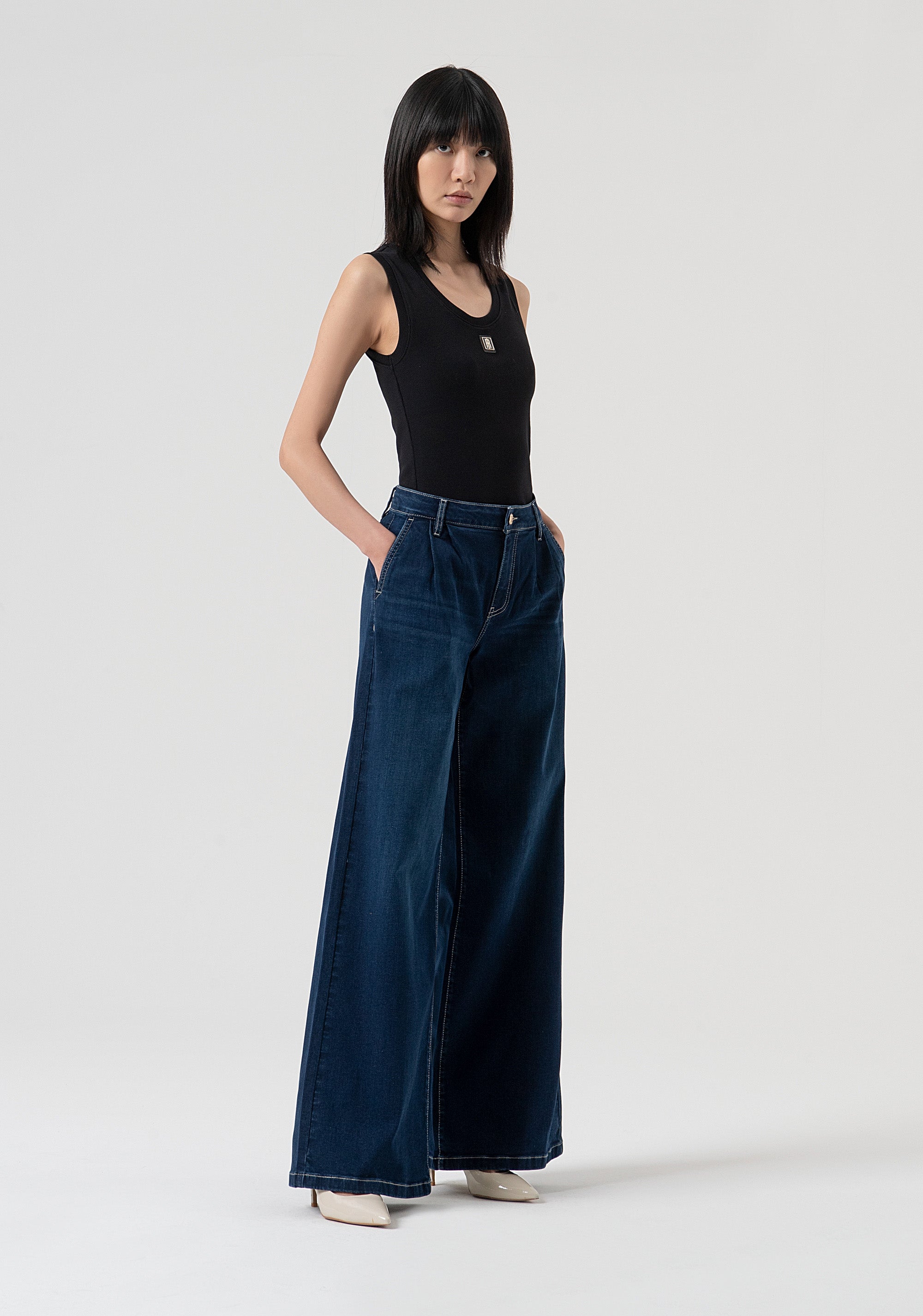 Jeans flare made in denim with dark wash Fracomina FP25WV3016D46093-117-3