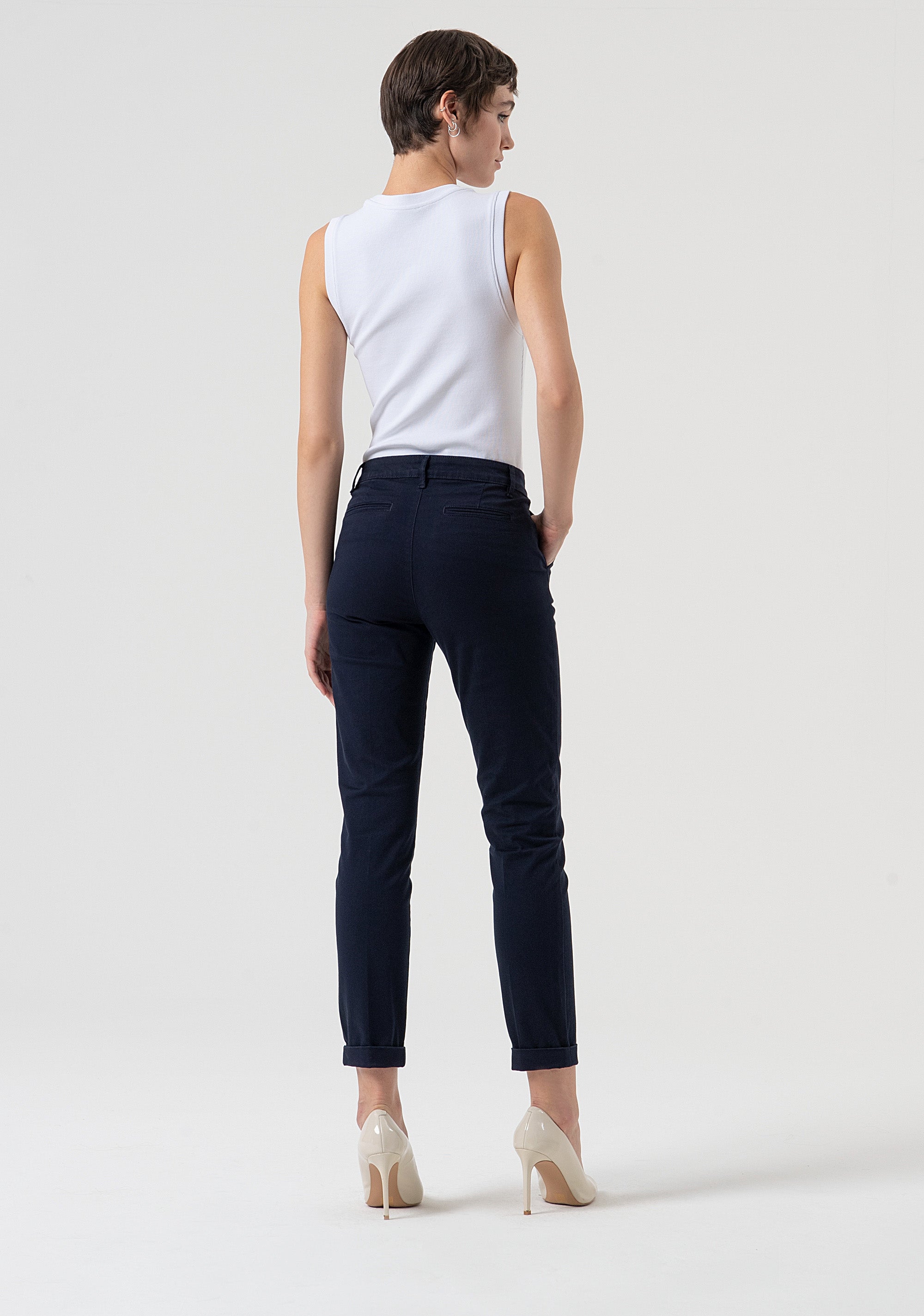 Chino pant slim fit made in satin Fracomina FP25WV4001W72001-117-3
