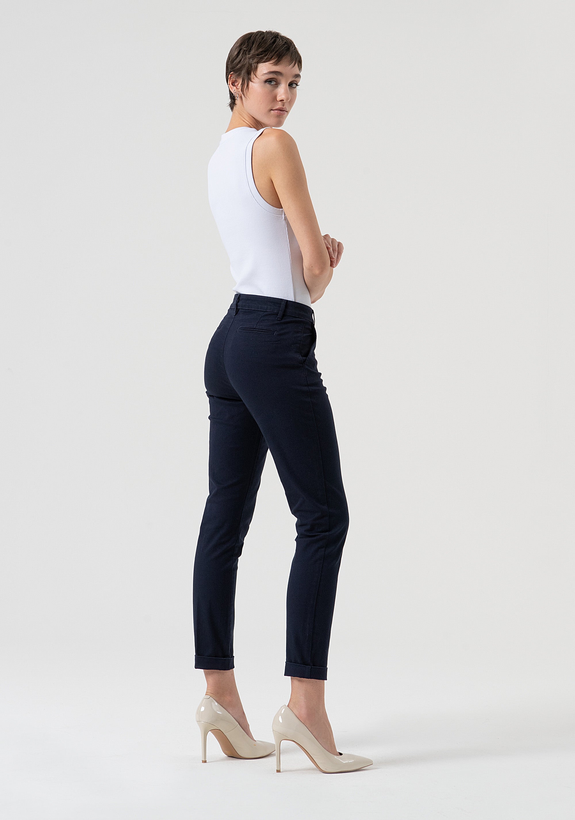 Chino pant slim fit made in satin Fracomina FP25WV4001W72001-117-4