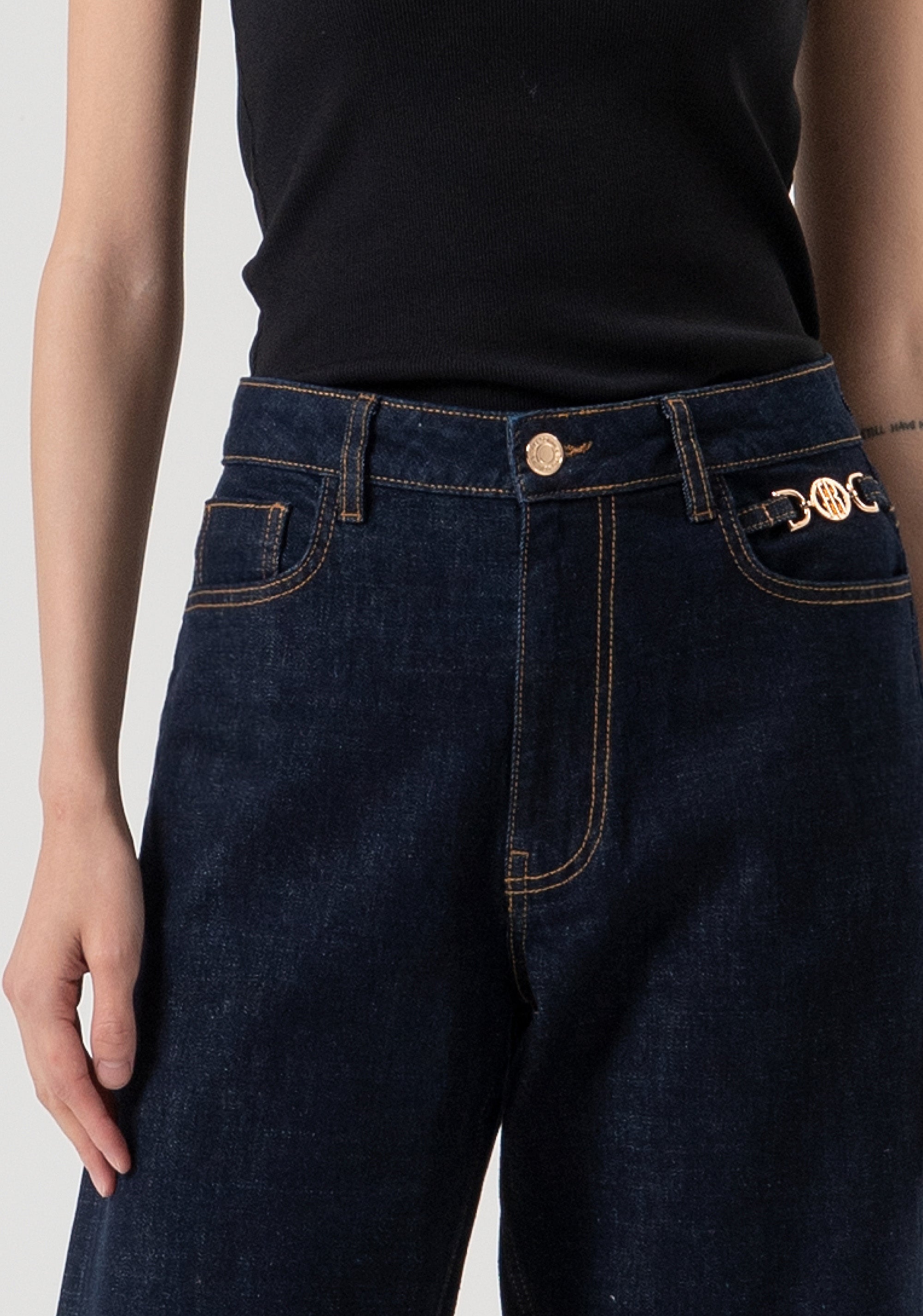 Jeans boyfriend fit cropped made in denim with raw wash Fracomina FP25WV5008D40193-L23-2