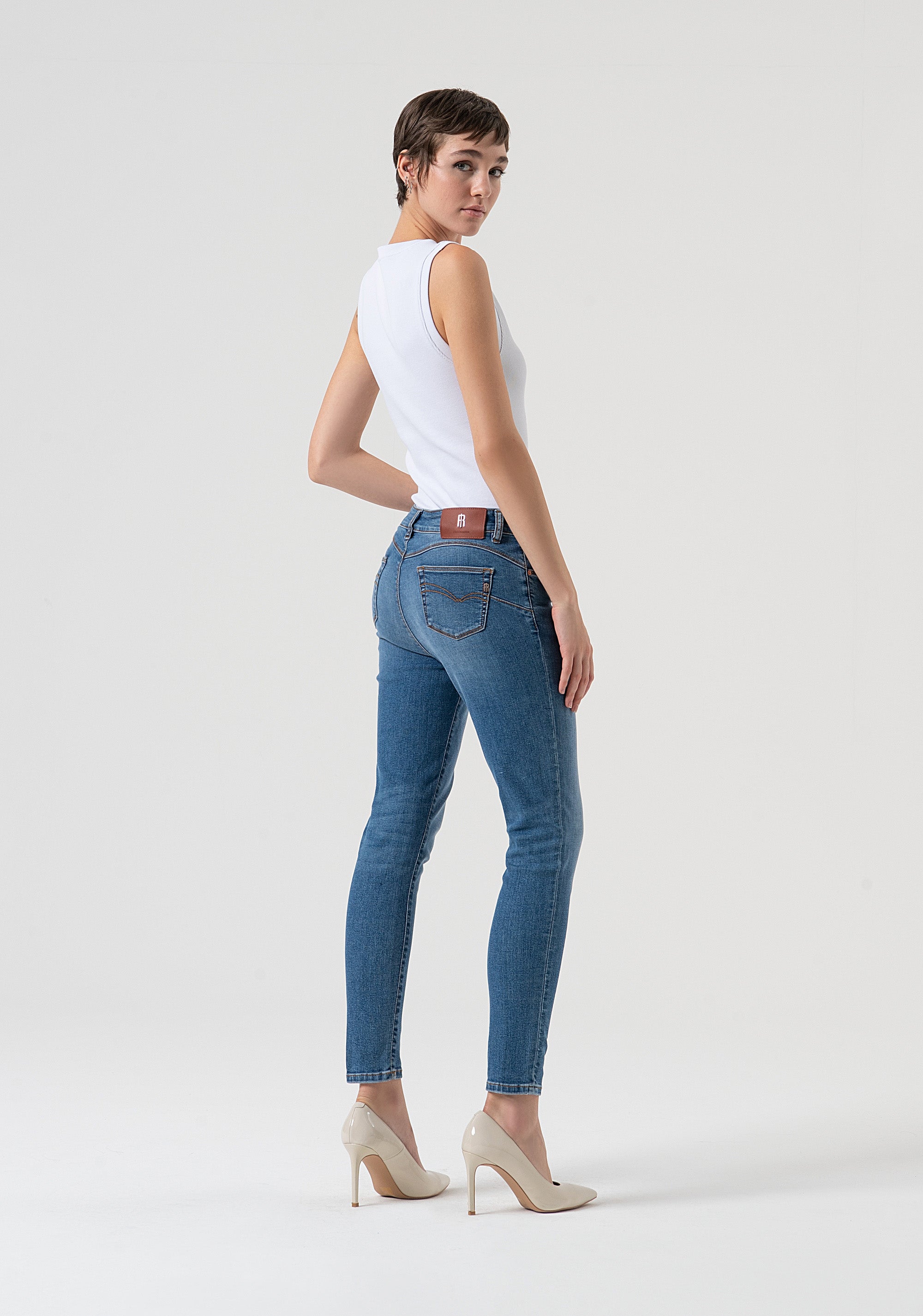 Jeans slim fit with push-up effect made in stretch denim with middle light wash Fracomina FP25WV8000D46093-349-3