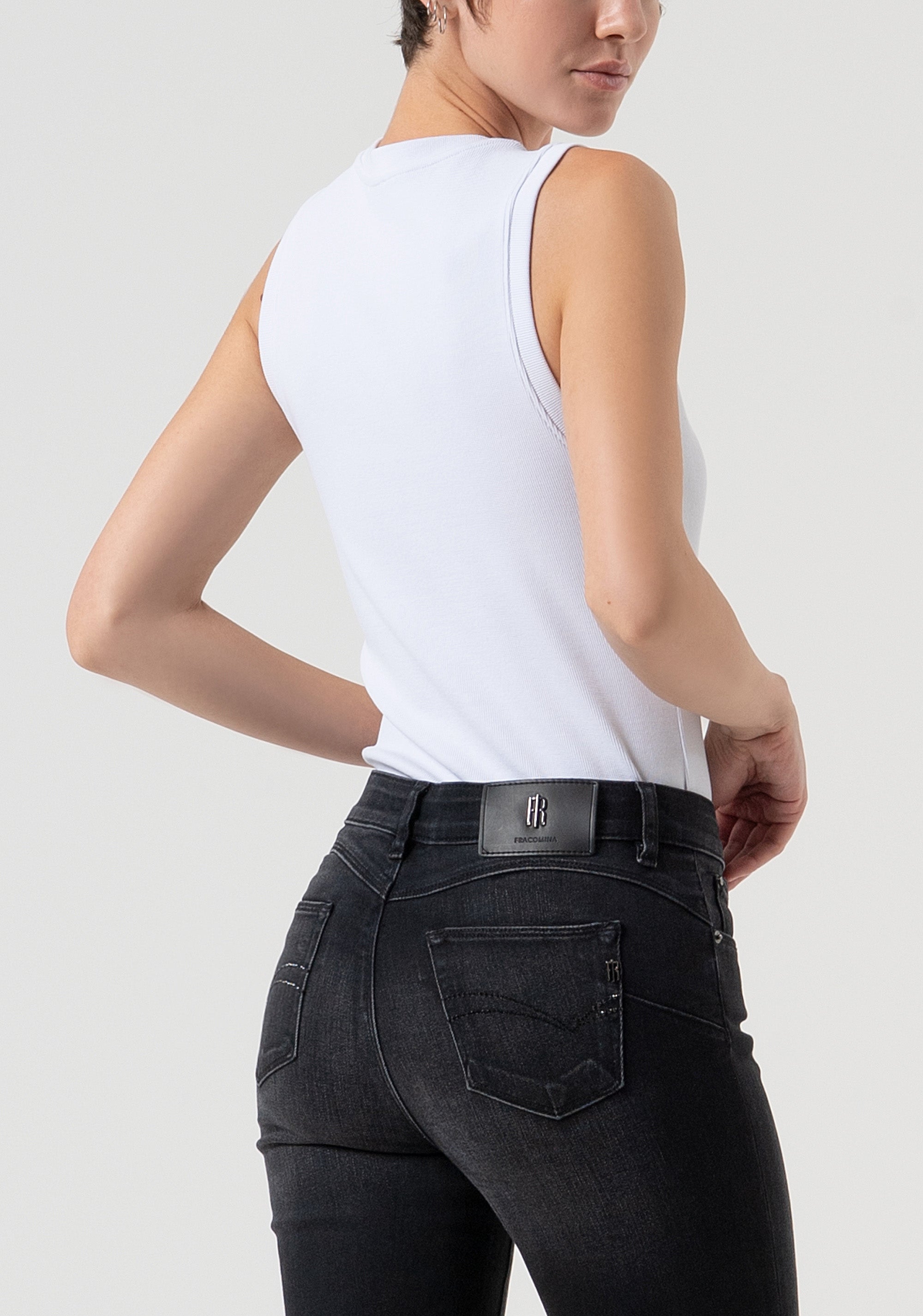 Jeans slim fit with push-up effect made in black denim with vintage wash Fracomina FP25WV8000D46404-H21-3