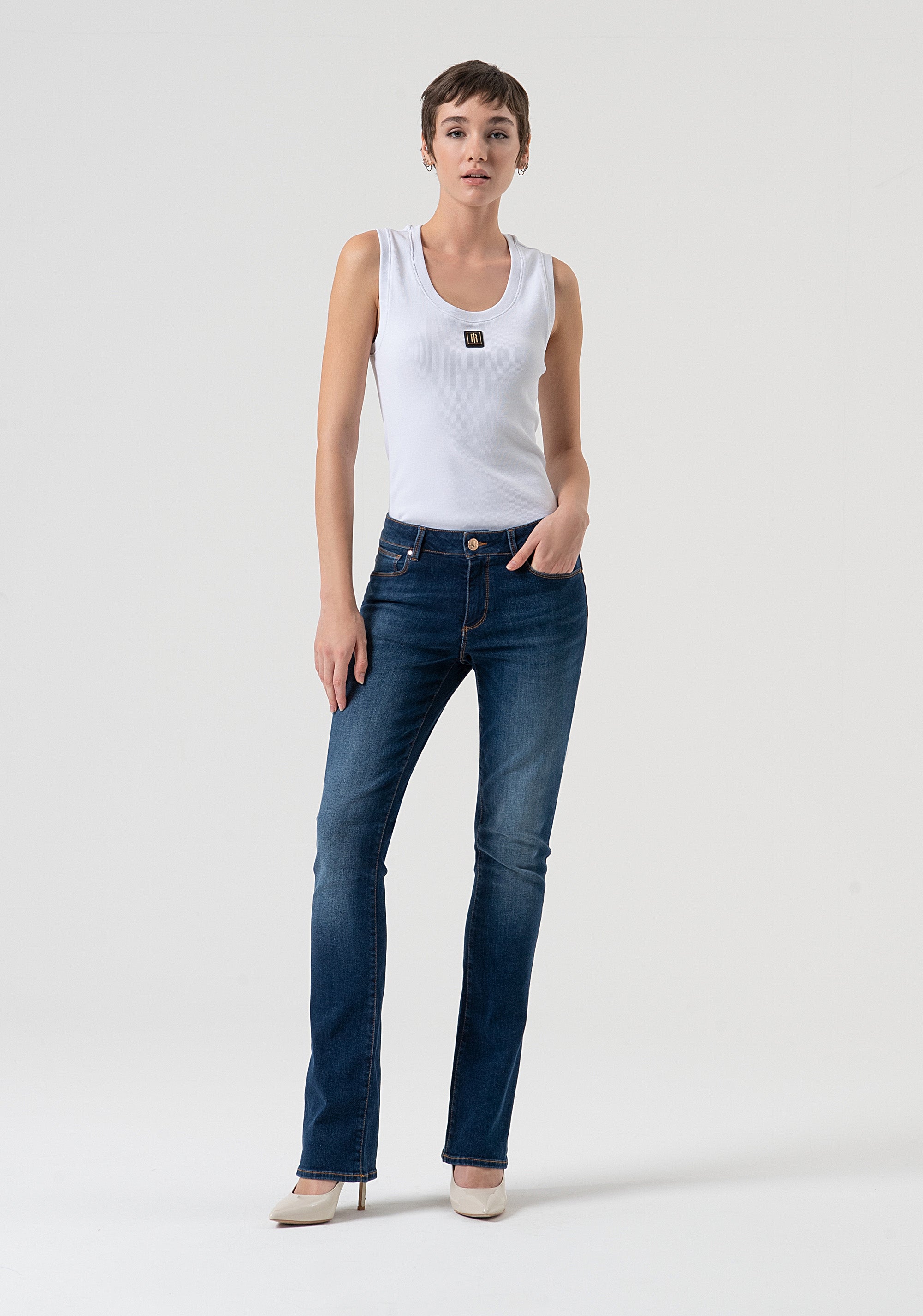 Jeans bootcut with push-up effect made in denim with middle wash Fracomina FP25WV8020D46002-987-1