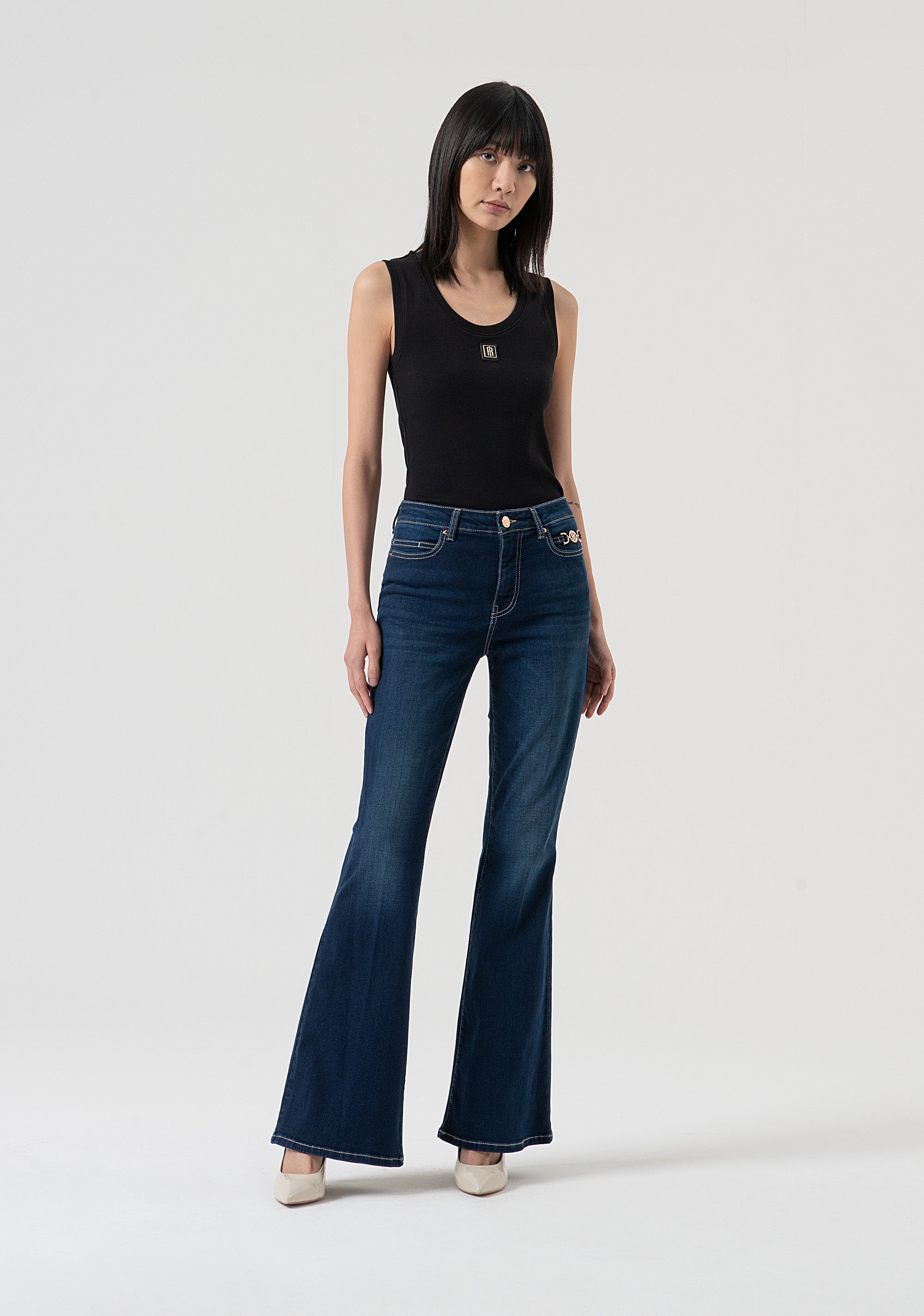 Jeans bootcut made in denim with middle wash Fracomina FP25WVA012D46093-117-1