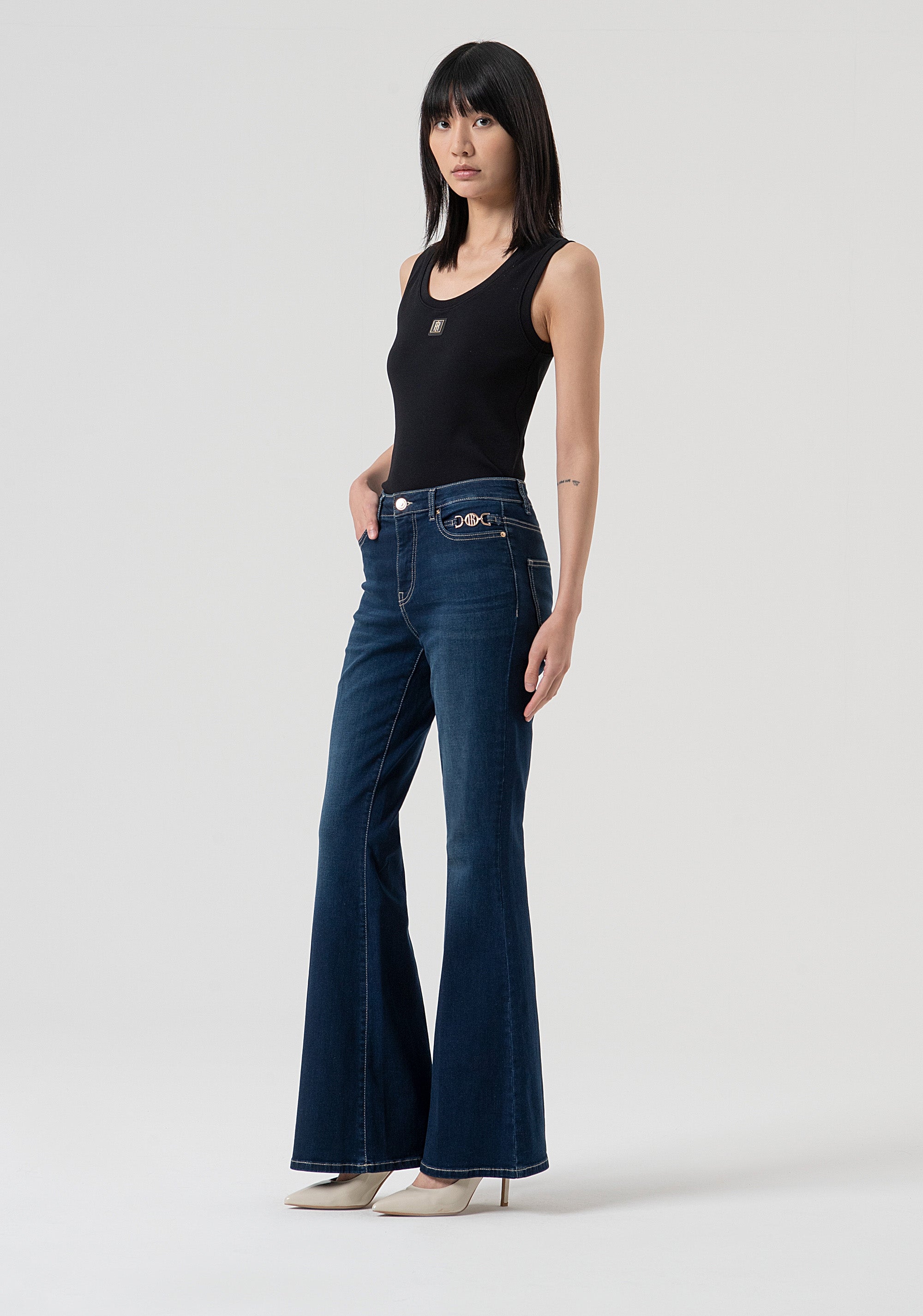Jeans bootcut made in denim with middle wash Fracomina FP25WVA012D46093-117-3