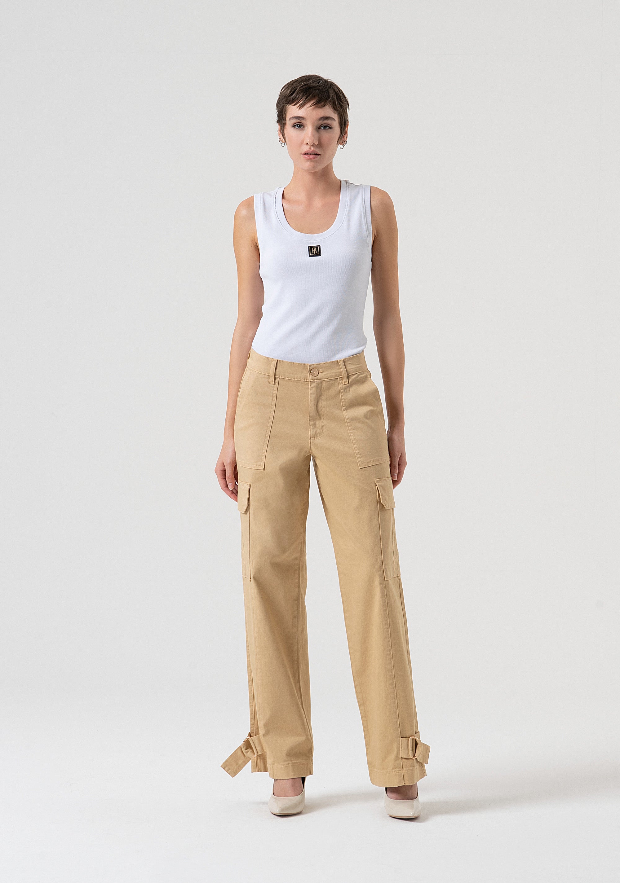 Cargo pant made in satin Fracomina FP25WVC004W72001-L20-1_97ea348d-5492-4c38-b3d1-bd08240e0f82
