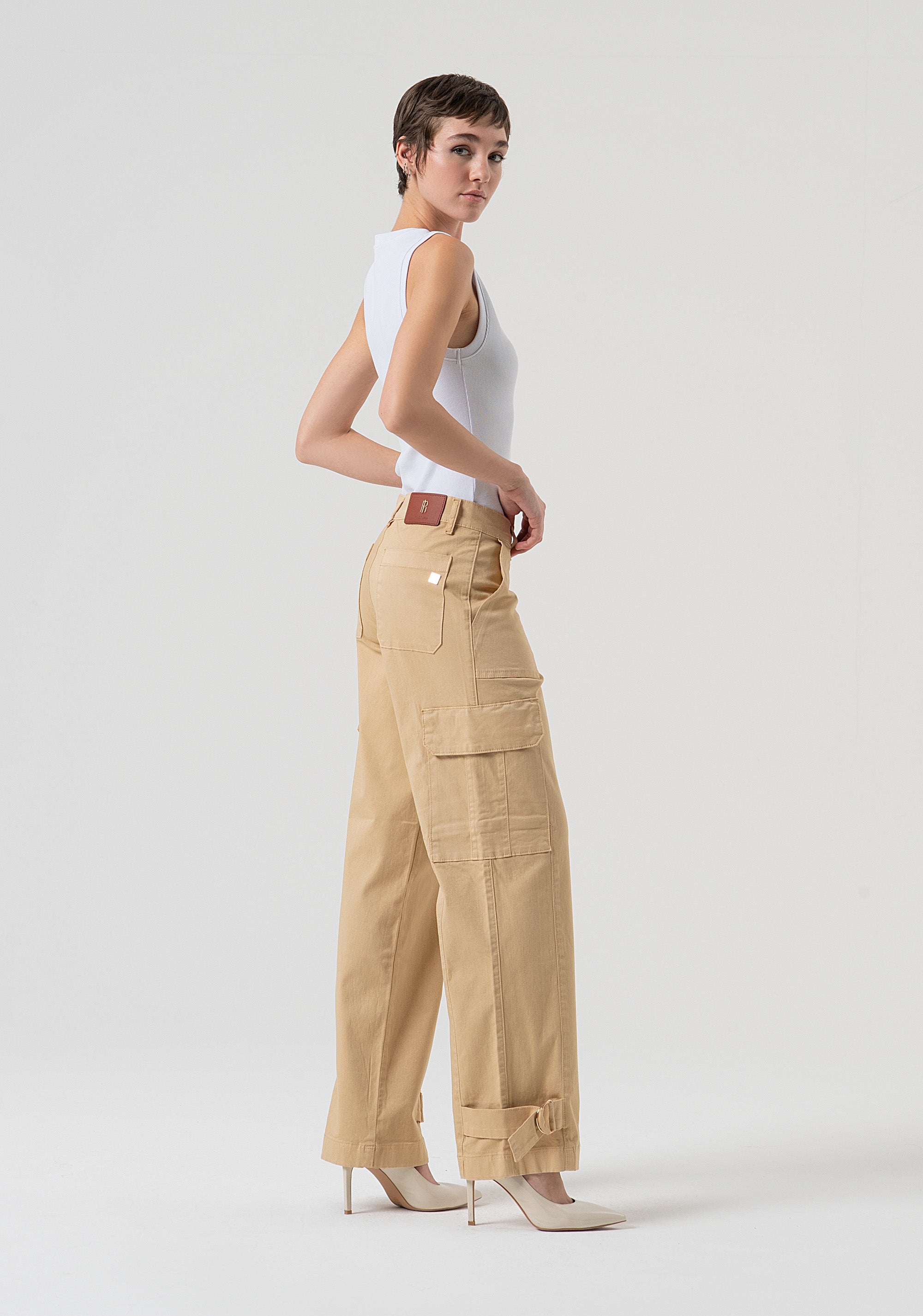 Cargo pant made in satin Fracomina FP25WVC004W72001-L20-3