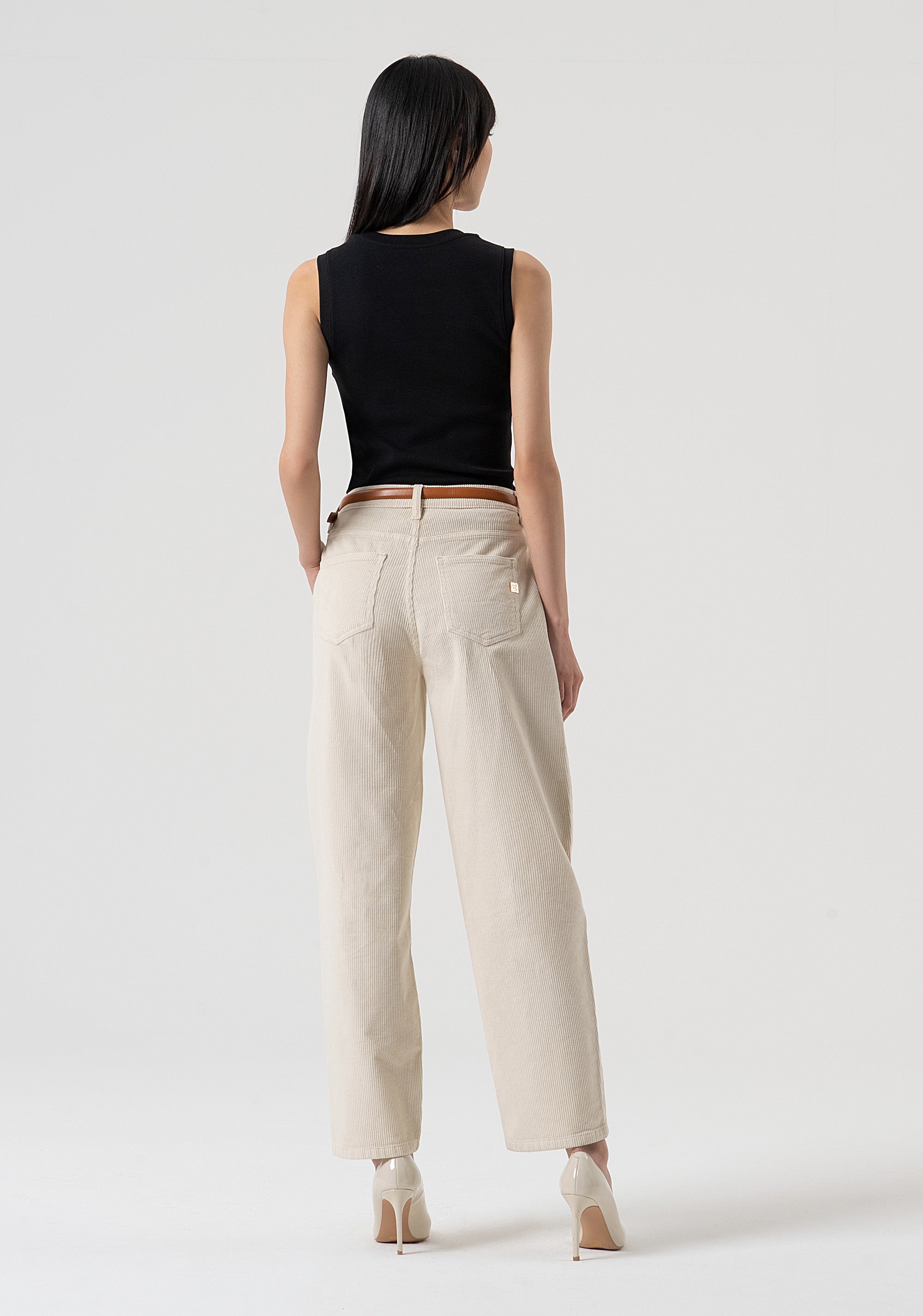 Carrot pant made in velvet with paired belt Fracomina FP25WVD014W56701-508-4