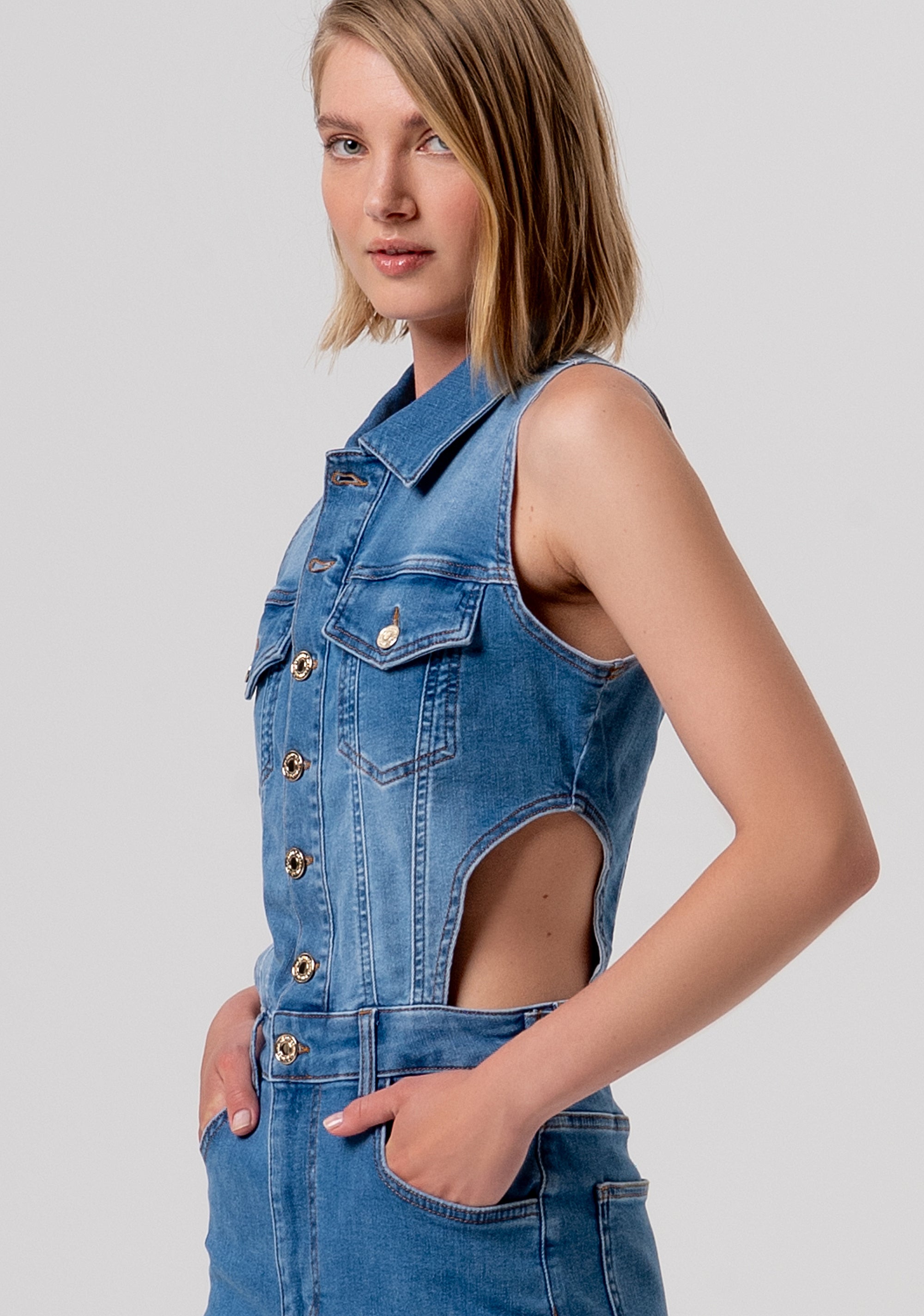 Dress tight fit made in denim with middle light wash Fracomina FP26SD4007D46002-258-2