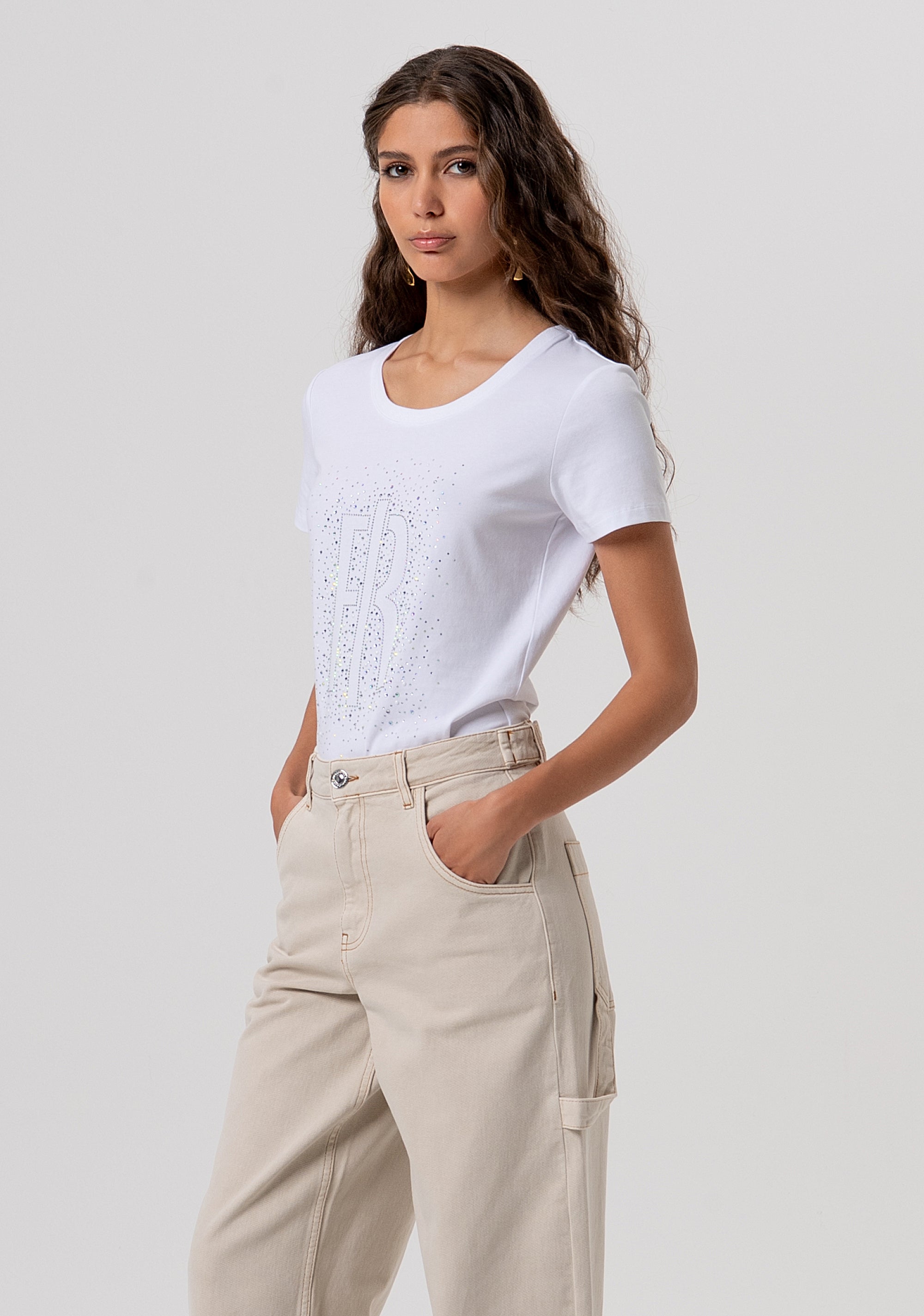 Carrot pant made in bull fabric Fracomina FP26SV2005W61201-251-2