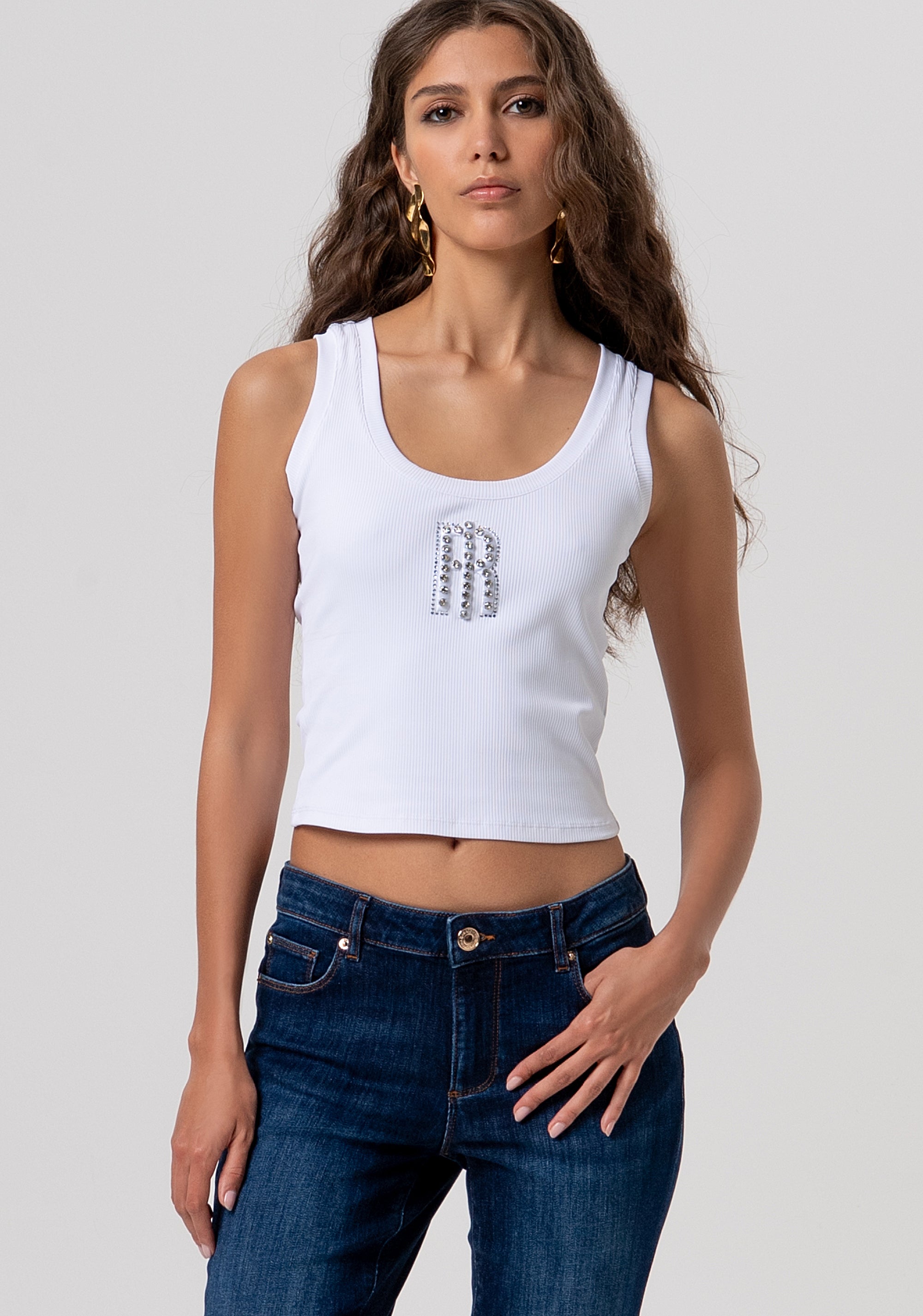 Jeans cropped slim fit with push-up effect and raw wash Fracomina FP26SV9002D46401-117-2