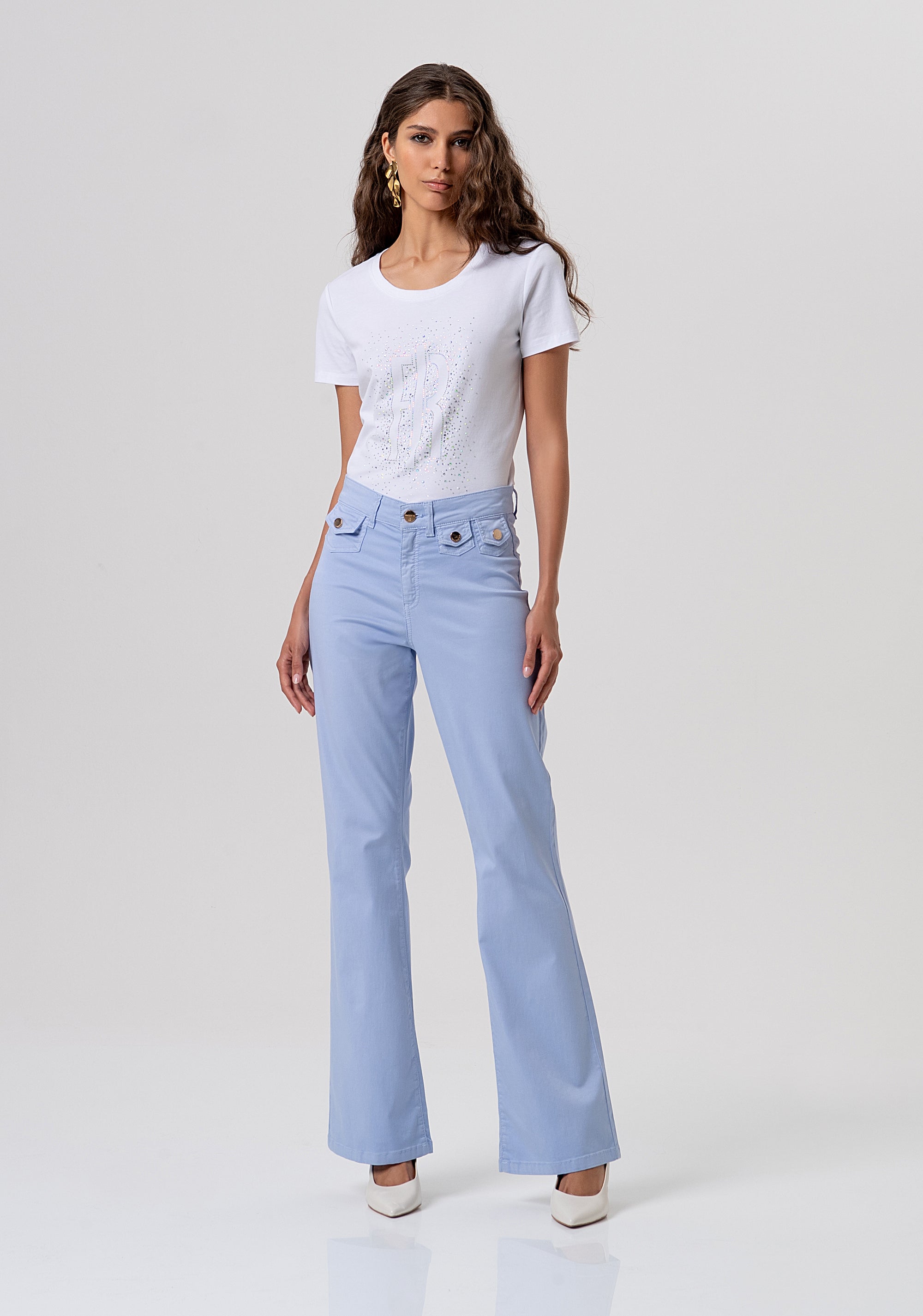 Pant bootcut made in cotton gabardine Fracomina FP26SVA009W42001-175-1