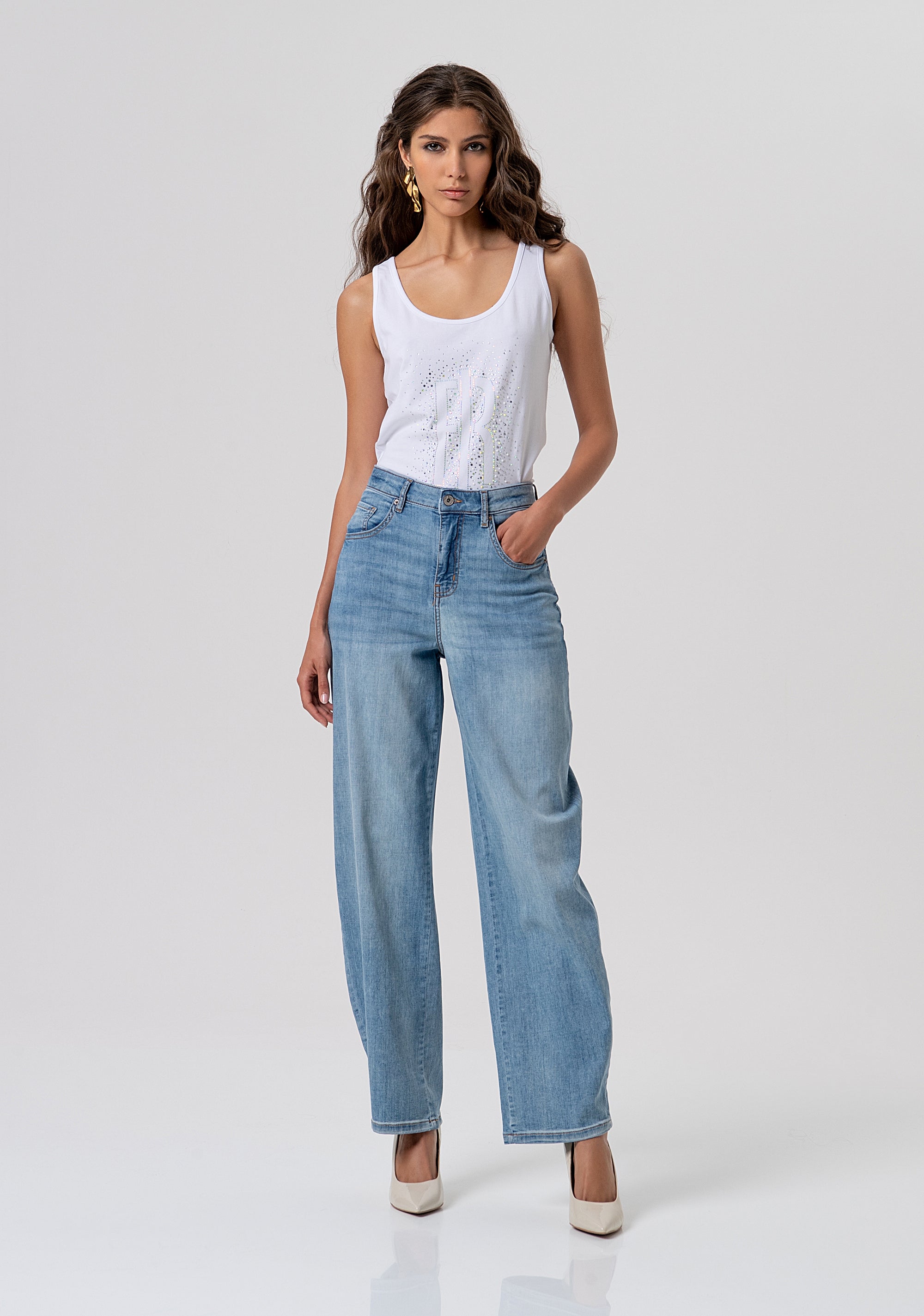 Jeans carrot balloon fit with middle wash Fracomina FP26SVD006D45003-062-1