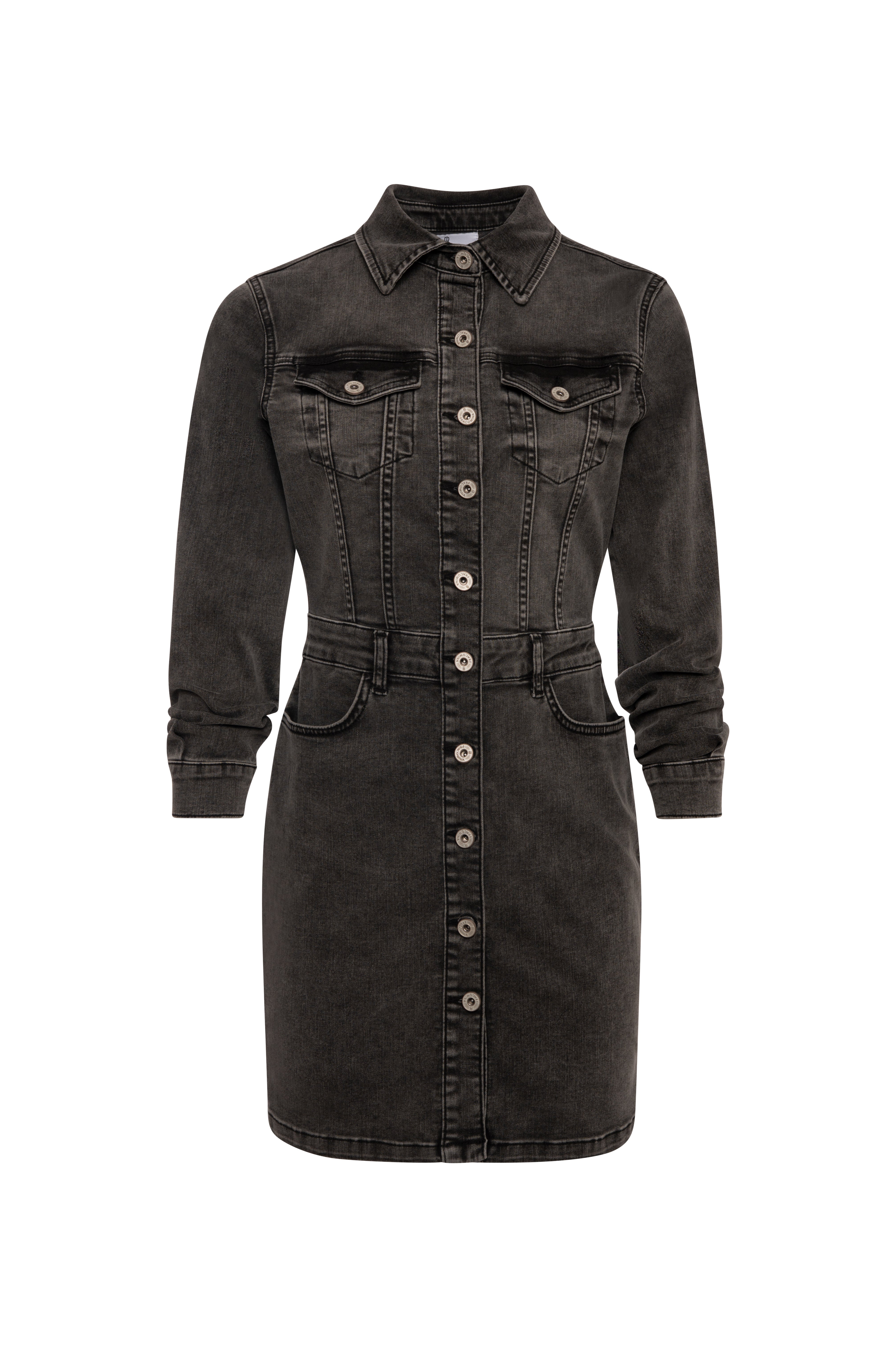 Chemisier dress slim fit made in black denim with middle wash Fracomina FP26WD4010D40493-KH9-1