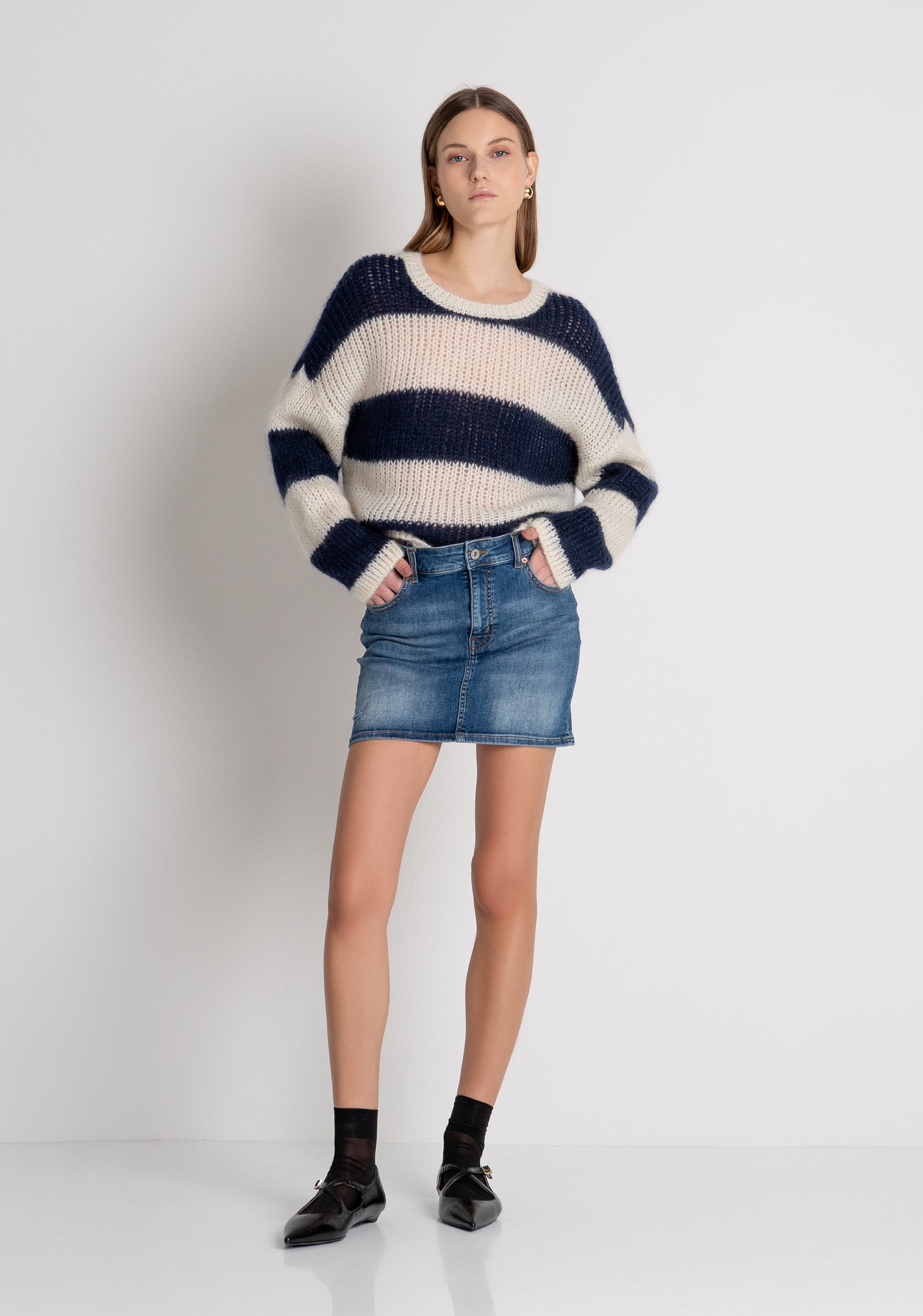 Mini skirt slim fit made in denim with middle wash Fracomina FP26WG5002D46002-3