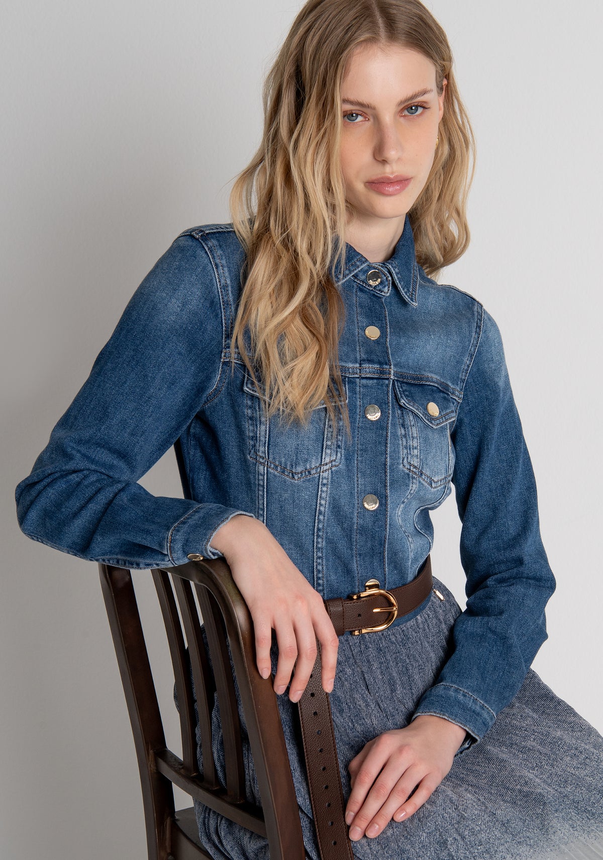 Shirt regular fit made in denim with vintage wash Fracomina FP26WT6020D460P2