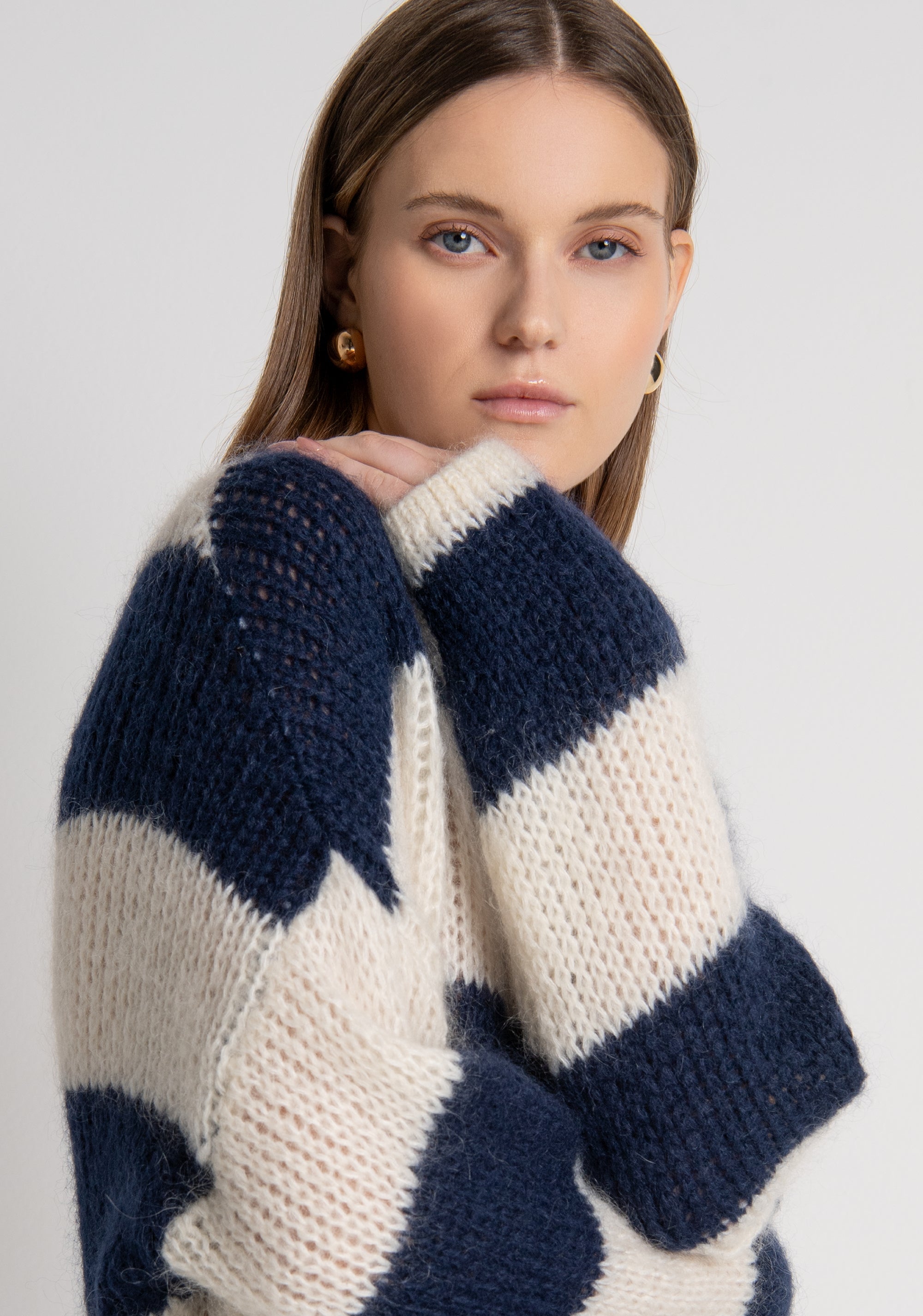 Knitwear regular fit with stripes made in wool and mohair Fracomina FP26WT7045K566N8-957-2