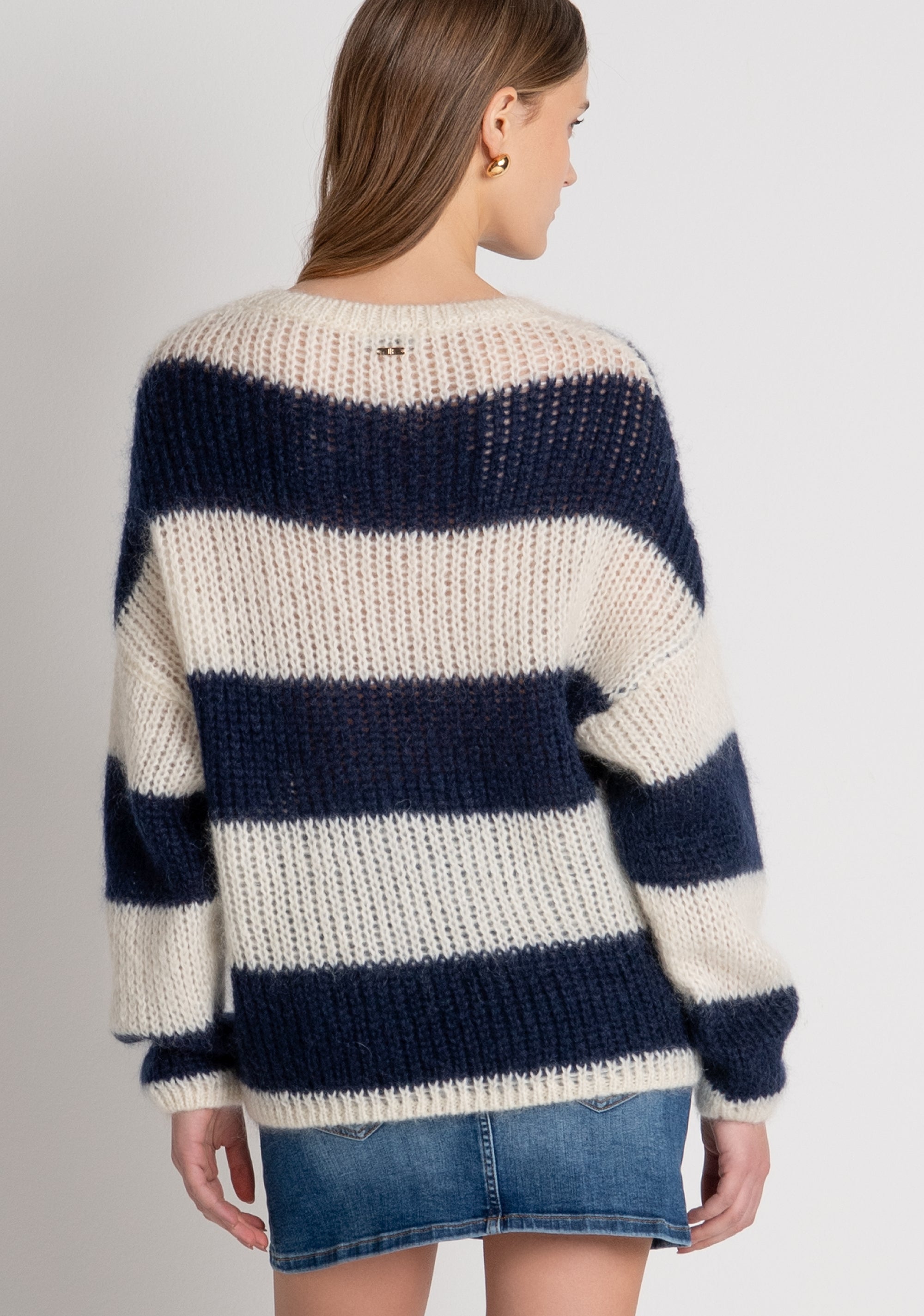 Knitwear regular fit with stripes made in wool and mohair Fracomina FP26WT7045K566N8-957-4