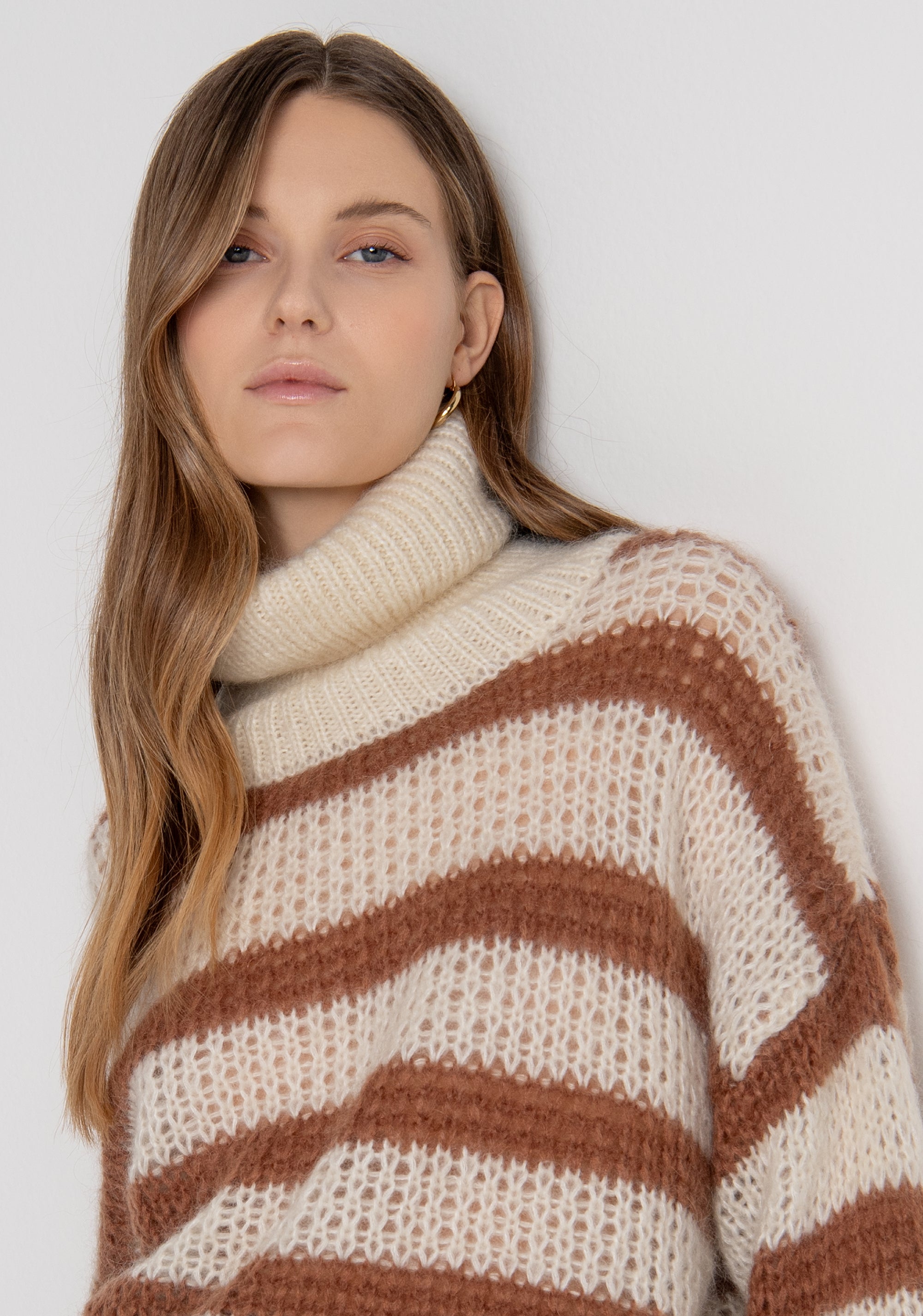 Knitwear regular fit with stripes made in wool and mohair Fracomina FP26WT7046K566N8-T09-2