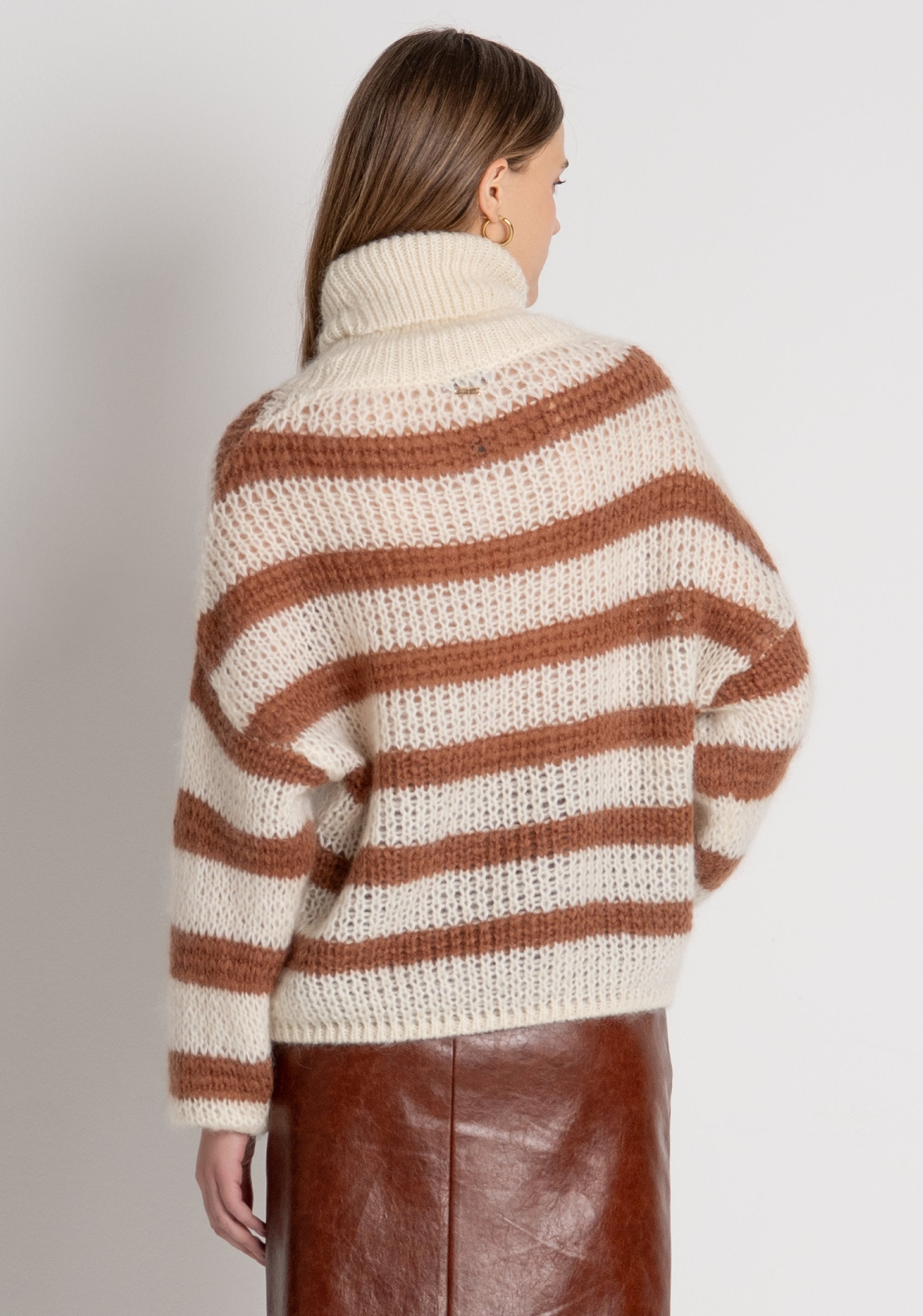 Knitwear regular fit with stripes made in wool and mohair Fracomina FP26WT7046K566N8-T09-4