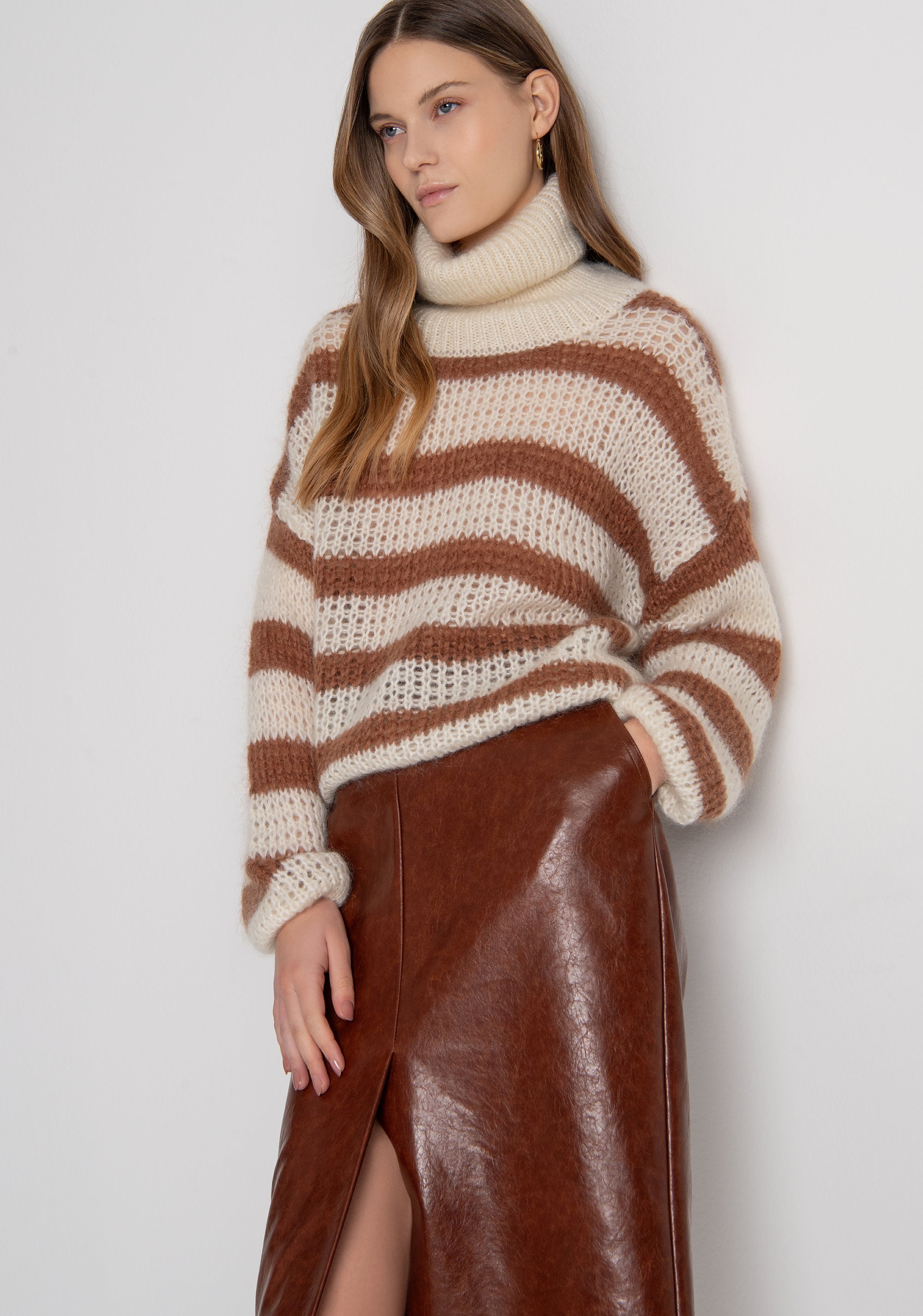Knitwear regular fit with stripes made in wool and mohair Fracomina FP26WT7046K566N8-T09