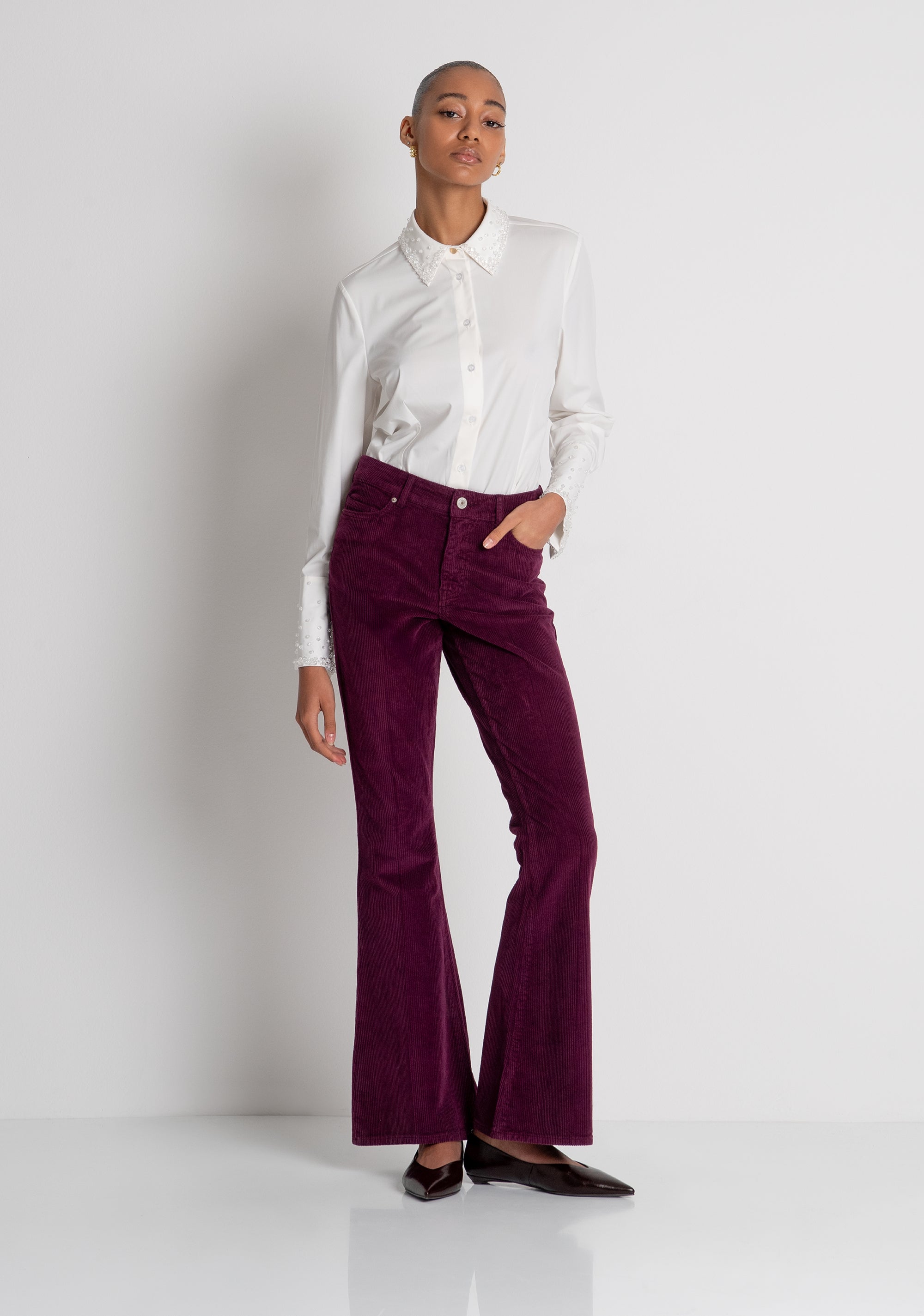 Bootcut pant made in corduroy Fracomina FP26WVA012W56701-R68-2