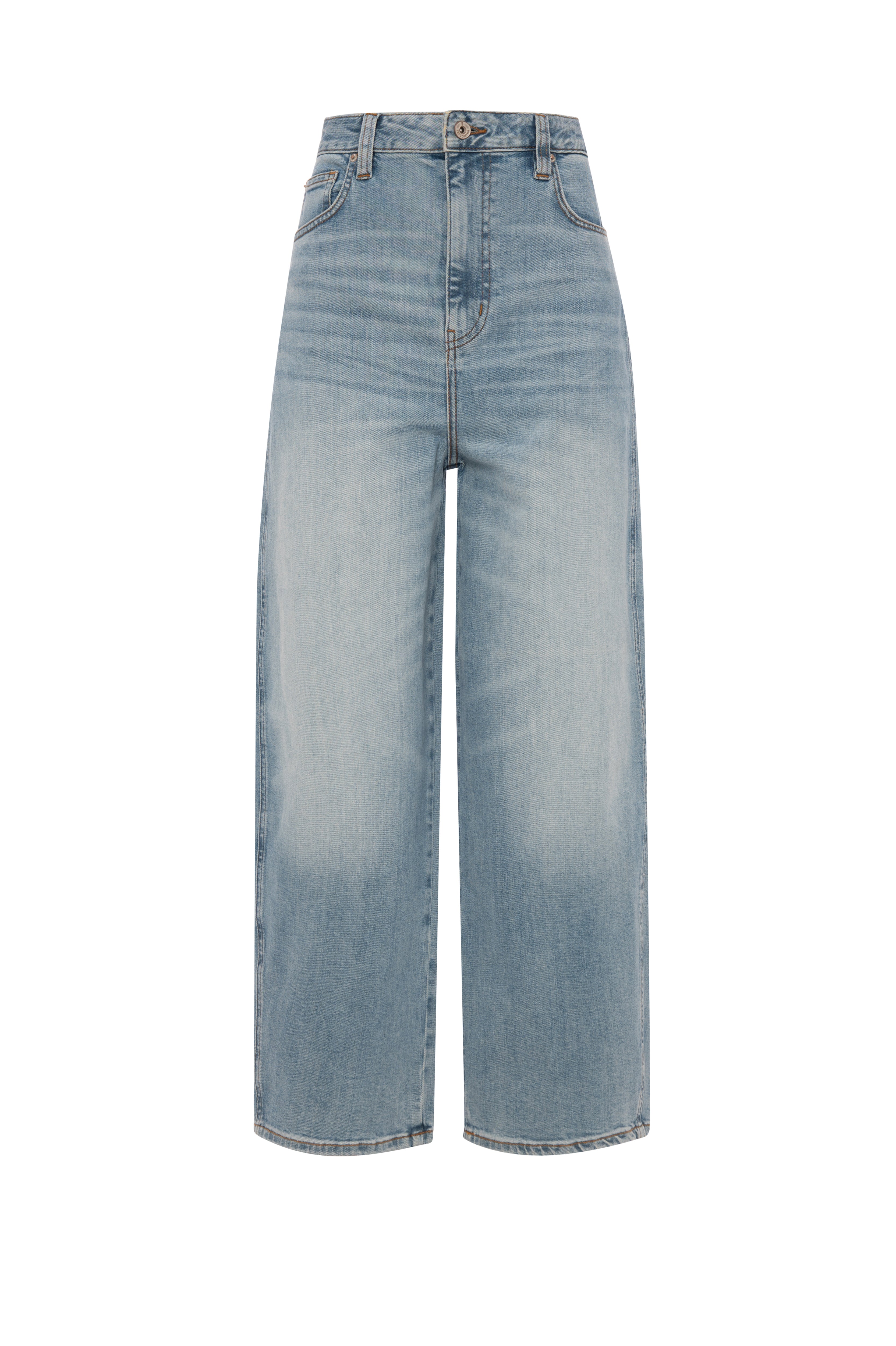 Jeans carrot balloon made in denim with middle light wash Fracomina FP26WVD006D45003-KG2-1_8381a104-0c24-4d10-accc-7c3270b88c29