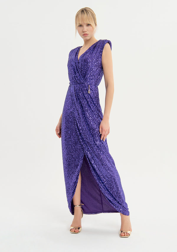 Long dress regular fit made in sequins Fracomina FQ23WD3002W53601-233-1