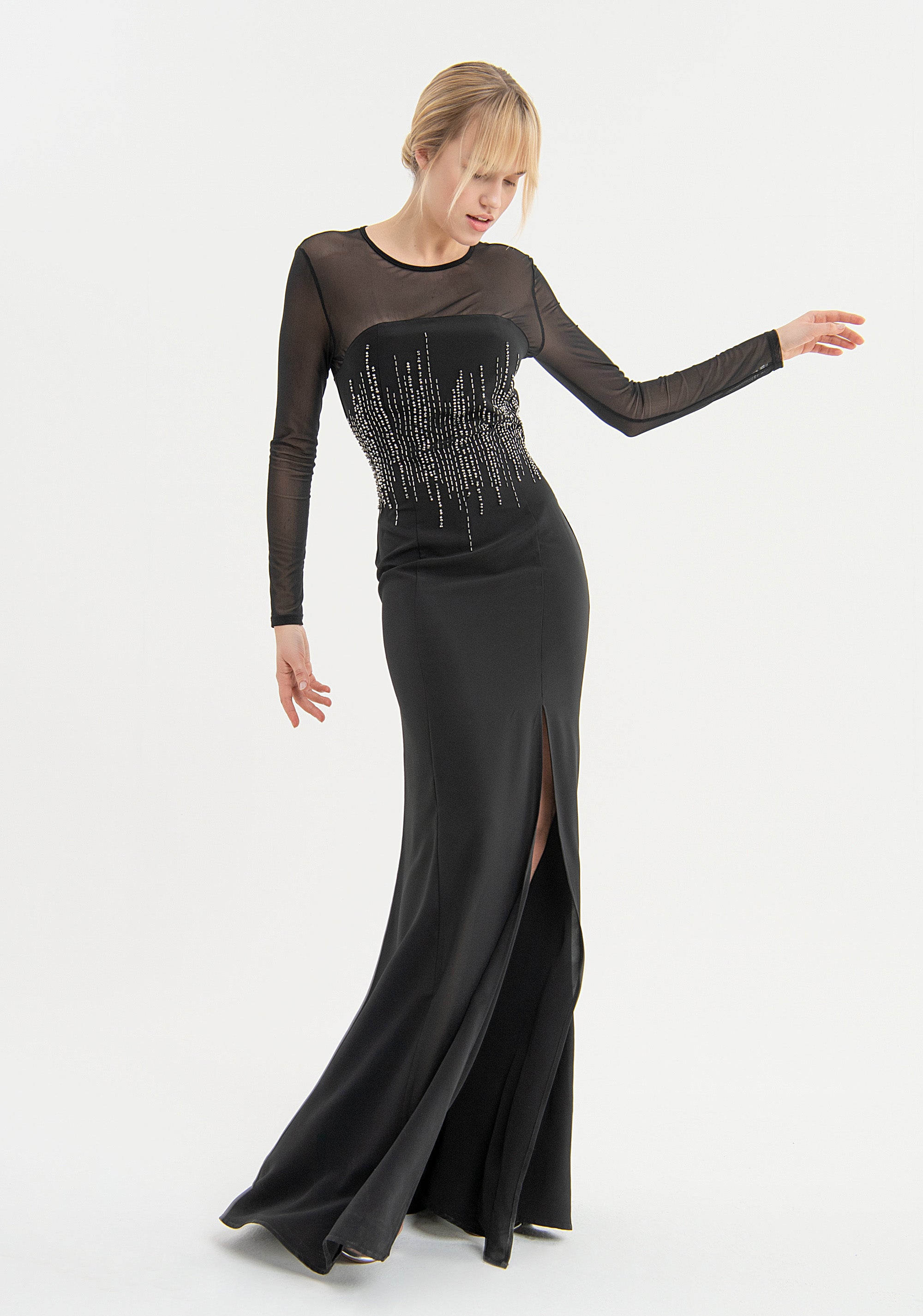 Long dress slim fit with jewel applications Fracomina FQ23WD3009W44401-053-1