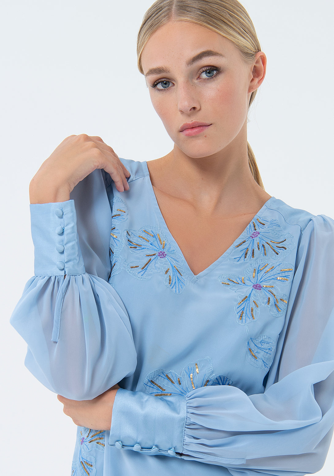 Mini dress A-shape with embroideries Fracomina FQ24SD1001W412E5-252-3