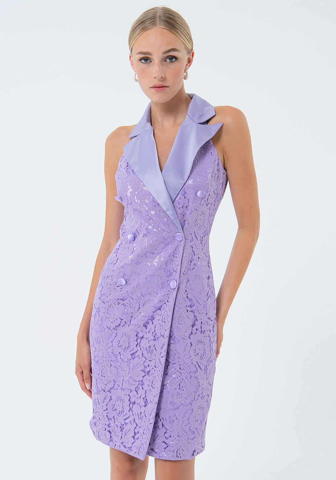 Mini blazer dress made with brocade fabric Fracomina FQ24SD1016W71501-185-3