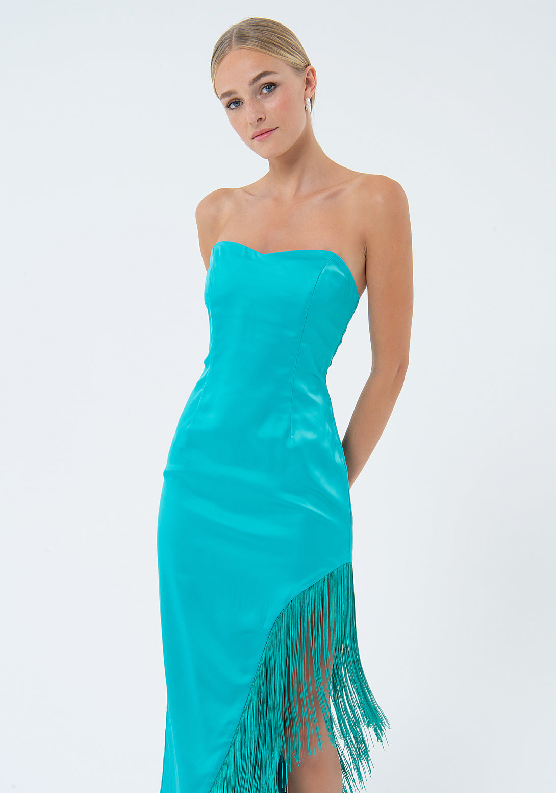 Long sleeveless dress made in satin Fracomina FQ24SD3006W41101-268-3