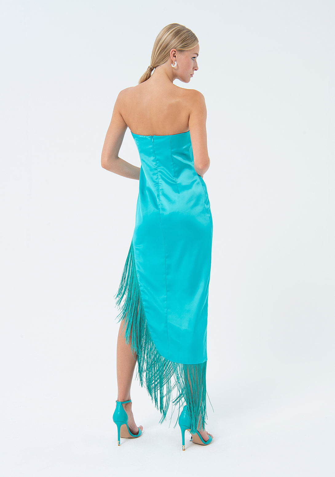 Long sleeveless dress made in satin Fracomina FQ24SD3006W41101-268-4